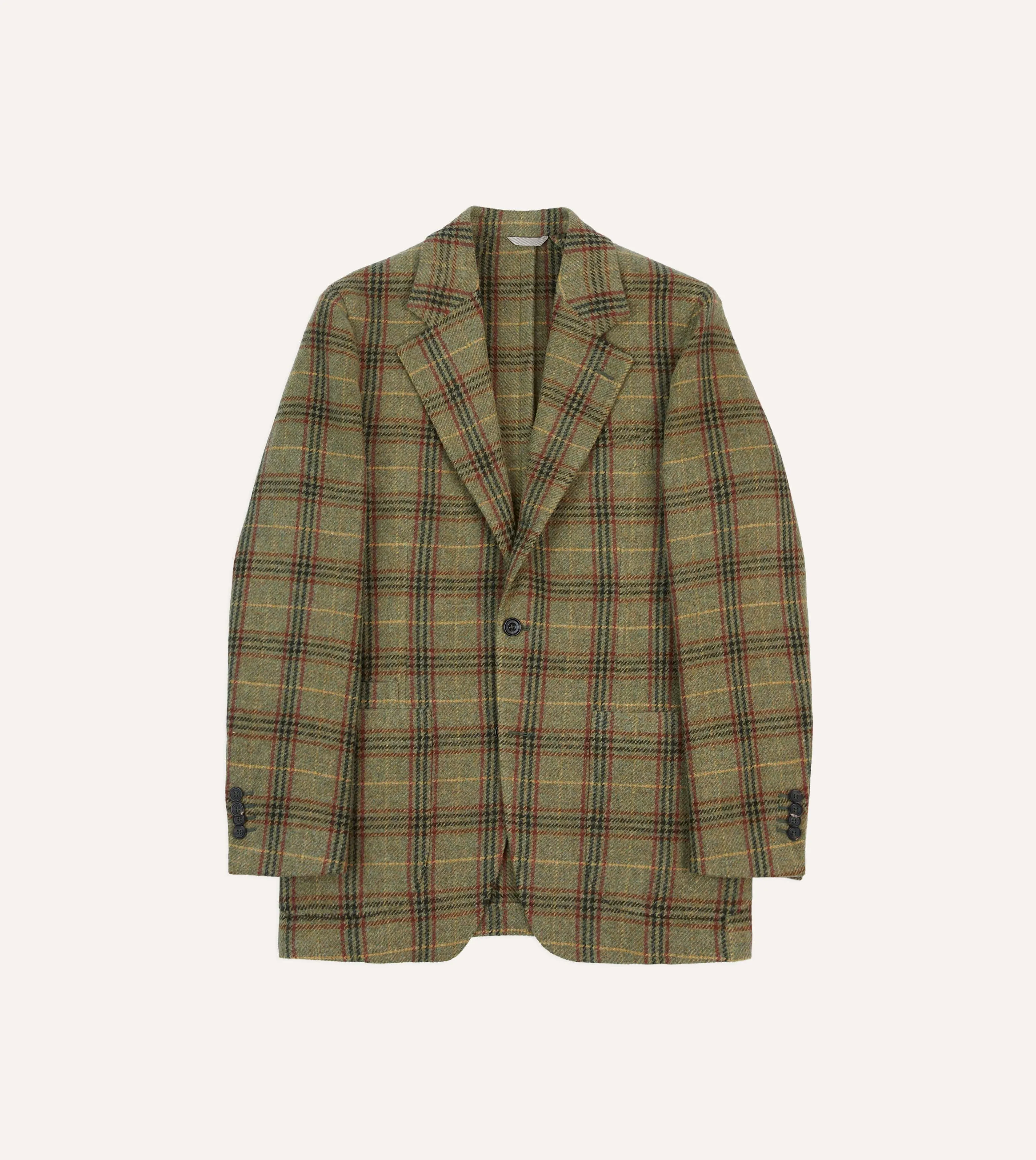 Olive Check Tweed Blazer sold by Drake's London