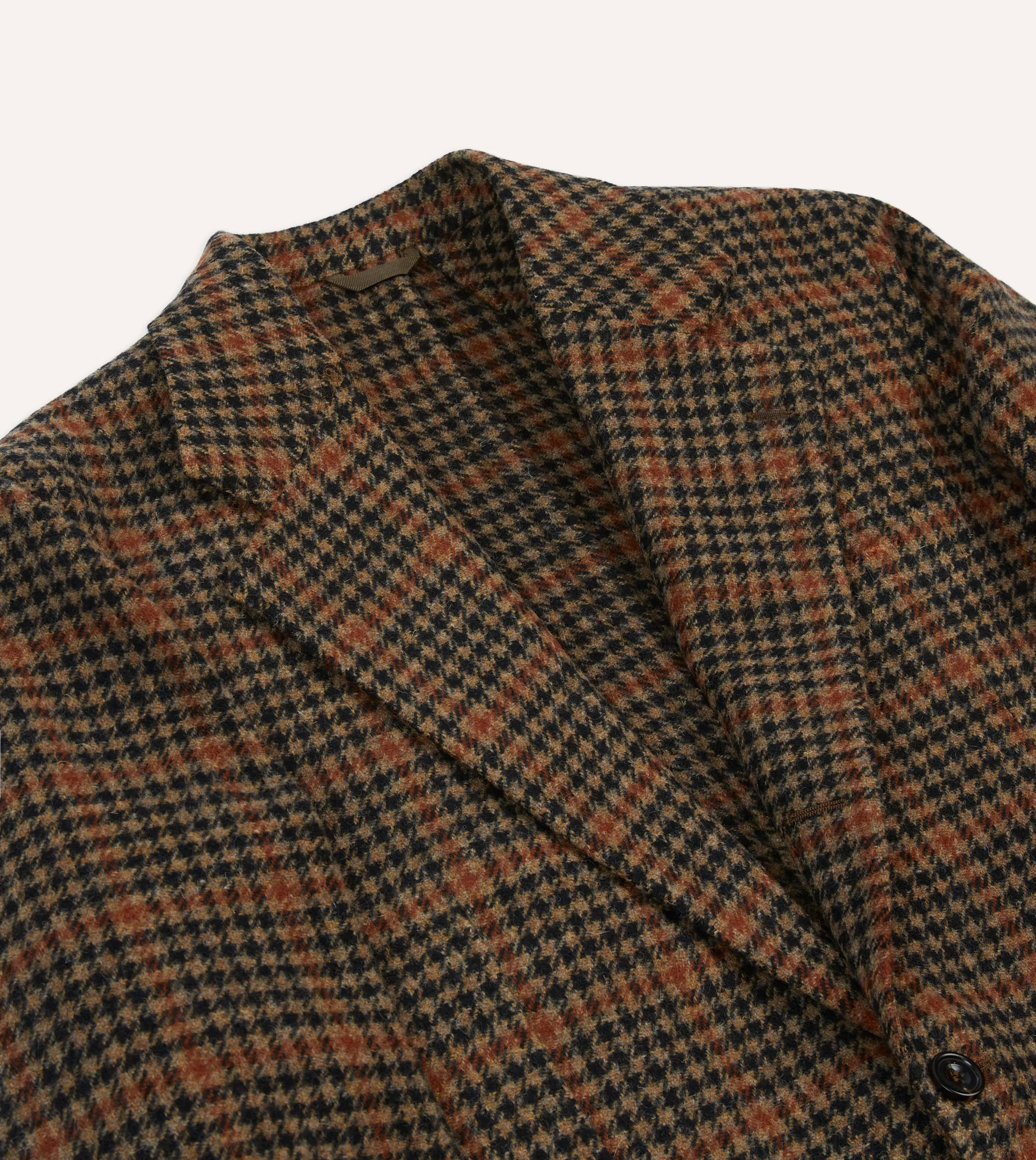 Rust Houndstooth Check Tweed Blazer sold by Drake's London product image thumbnail 3