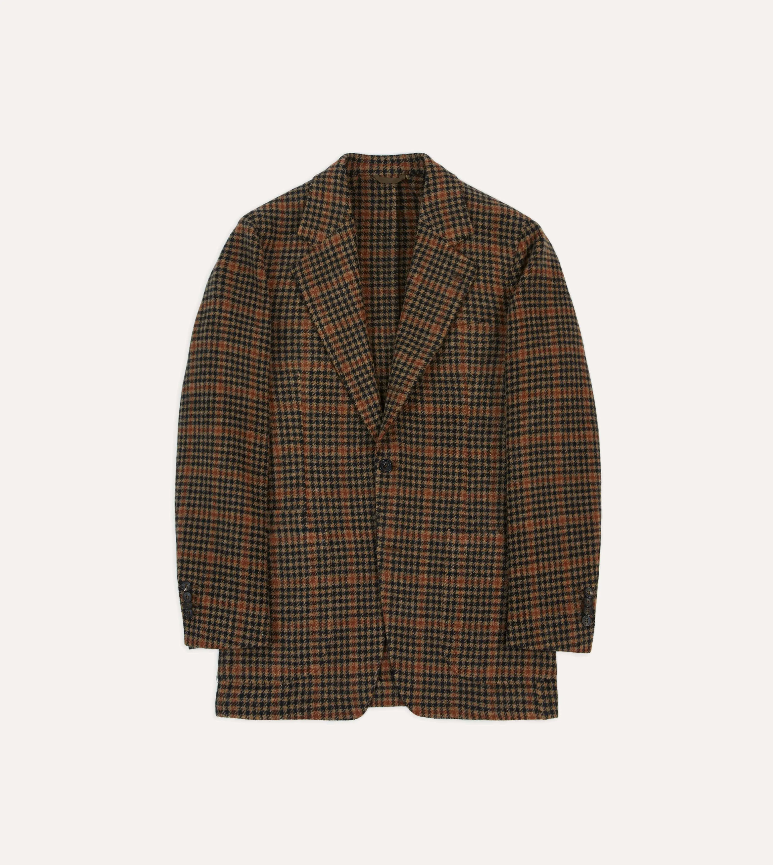 Rust Houndstooth Check Tweed Blazer sold by Drake's London