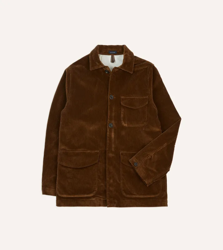 Tan Corduroy Three-Pocket Field Jacket sold by Drake's London