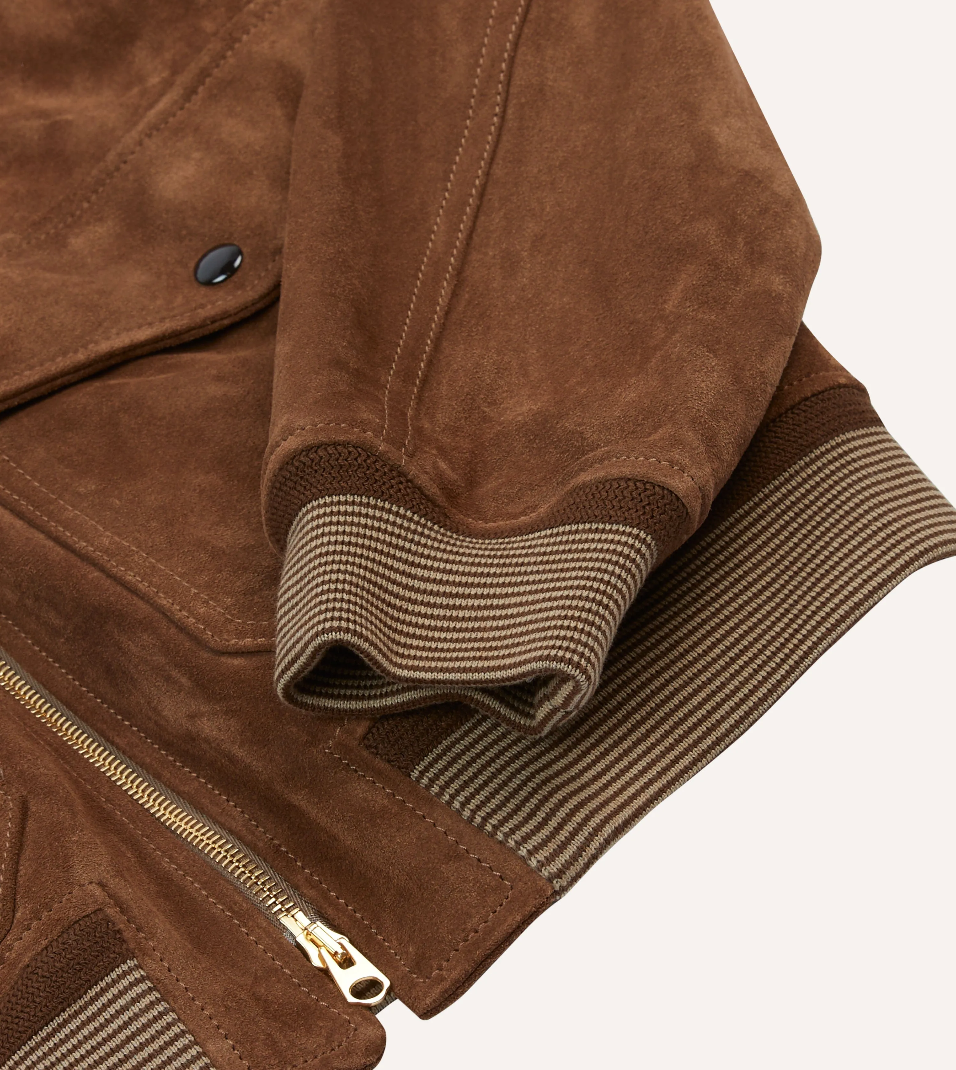 Tobacco Heavyweight Suede A-2 Bomber Jacket sold by Drake's London product image thumbnail 5