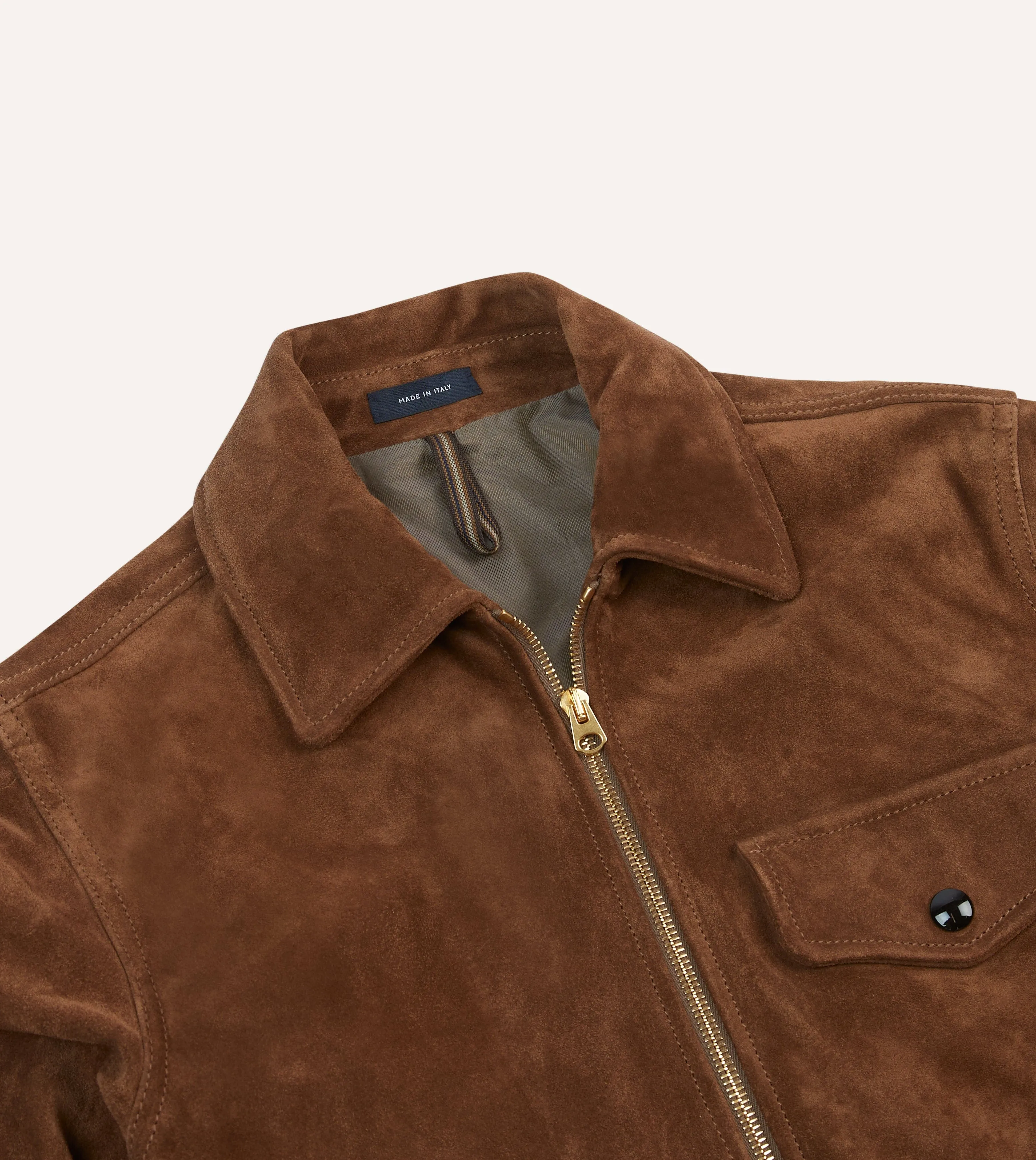 Tobacco Heavyweight Suede A-2 Bomber Jacket sold by Drake's London product image thumbnail 3