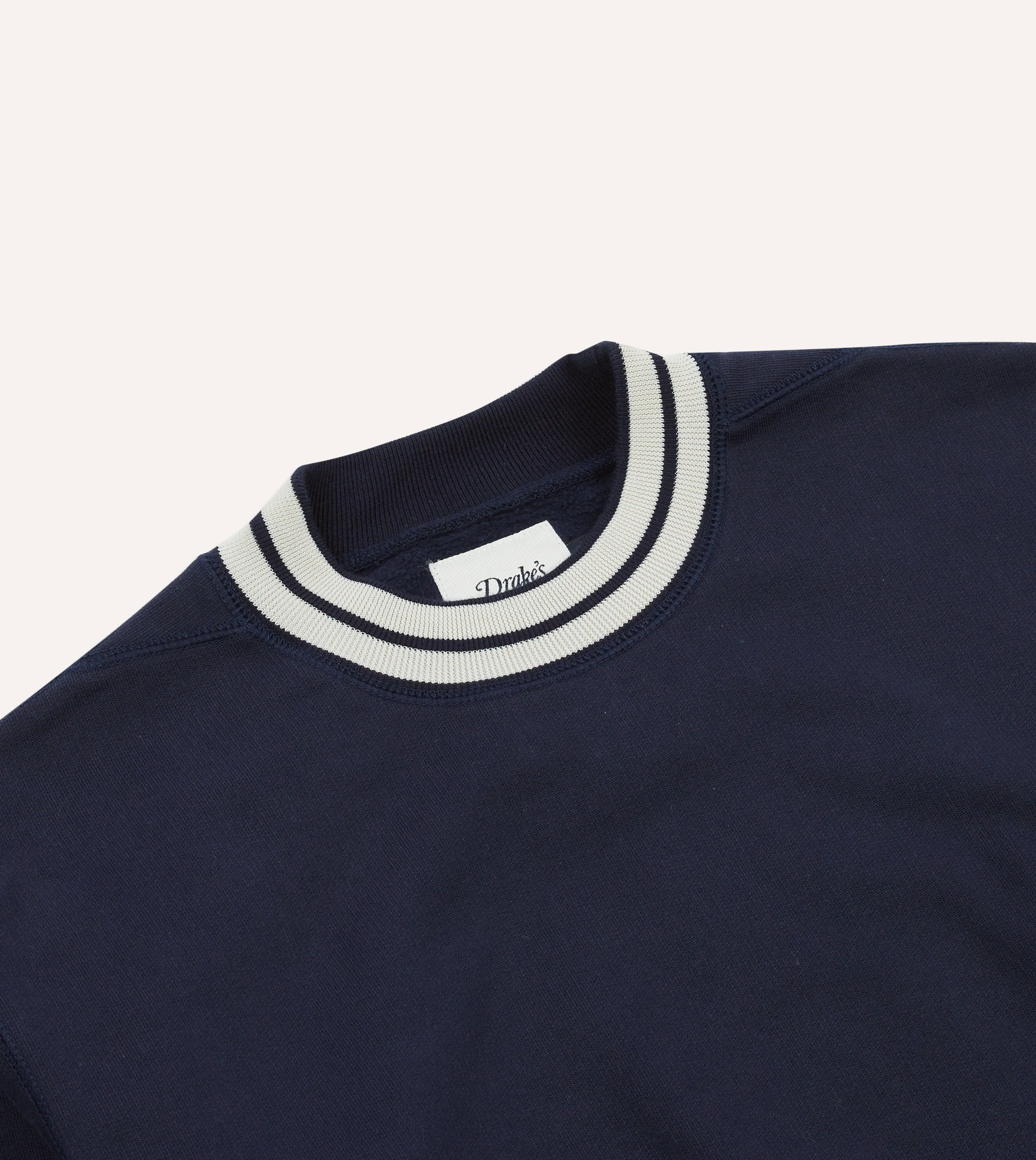 Navy Striped Rib Cotton Jersey Sweatshirt sold by Drake's London product image thumbnail 3