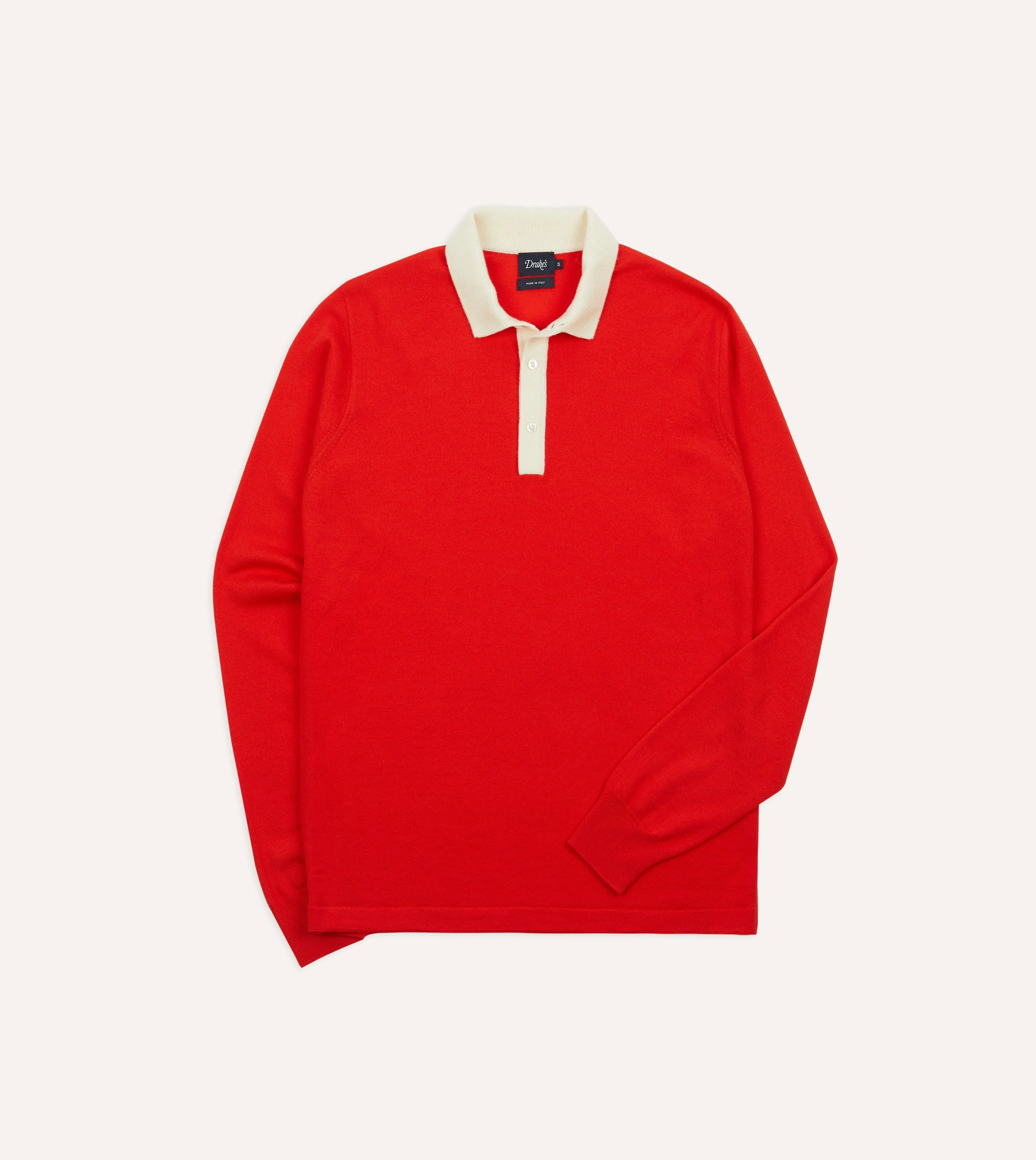 Red Merino Wool Knitted Rugby Shirt sold by Drake's London