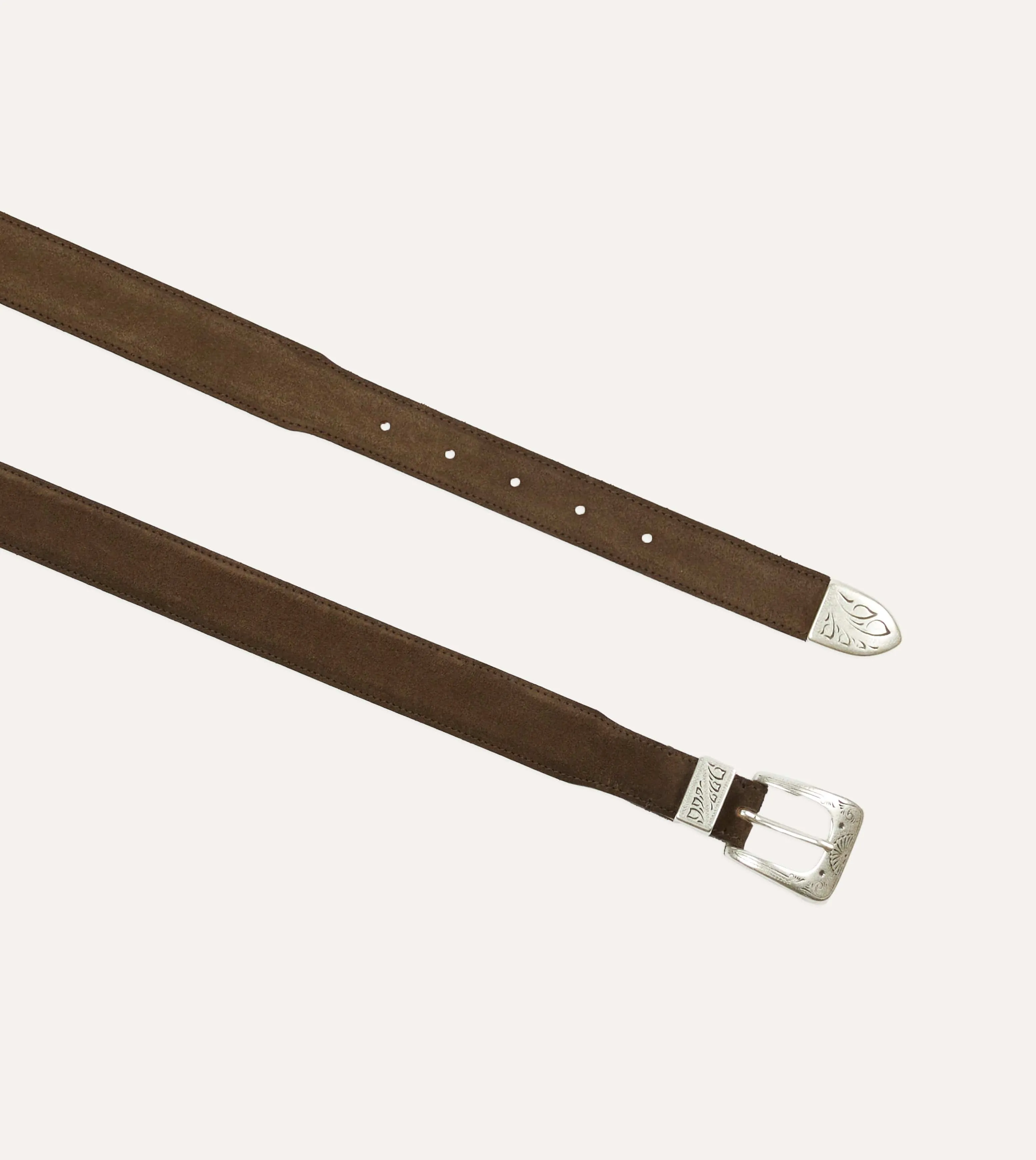 Dark Brown Suede Western Belt sold by Drake's London product image thumbnail 2