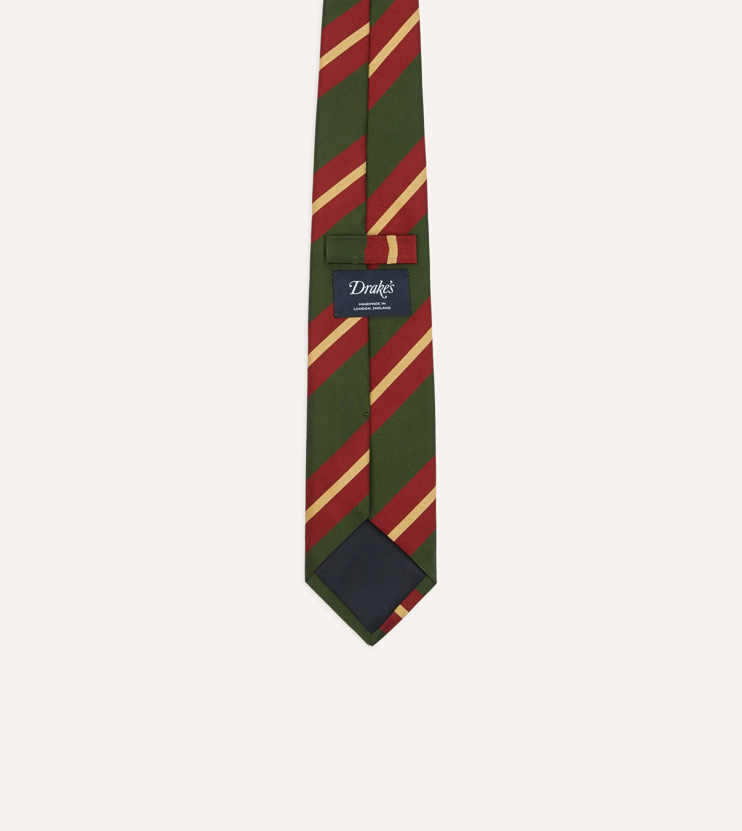Green and Red Stripe Mogador Silk Tipped Tie sold by Drake's London product image thumbnail 4