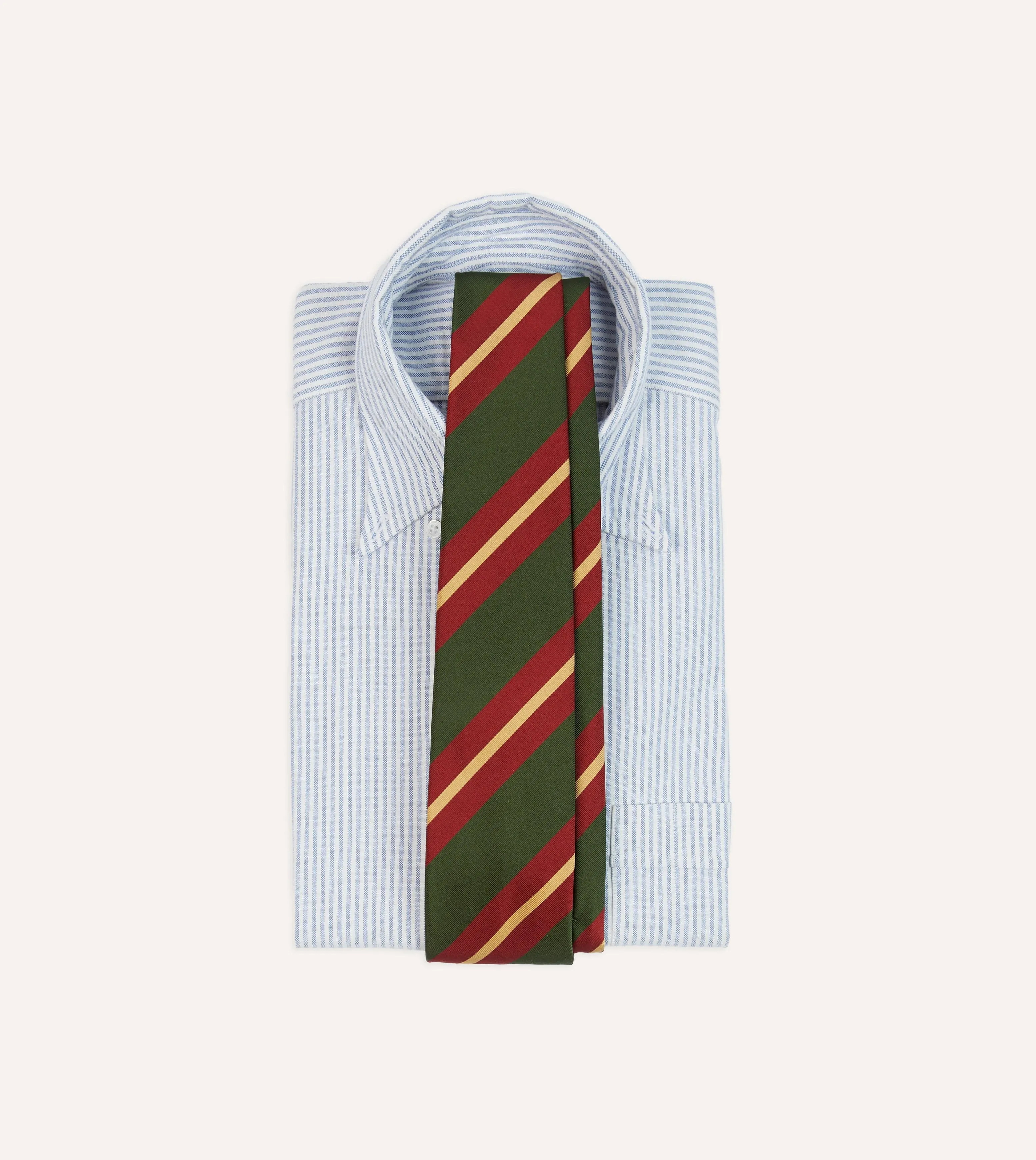 Green and Red Stripe Mogador Silk Tipped Tie sold by Drake's London product image thumbnail 2