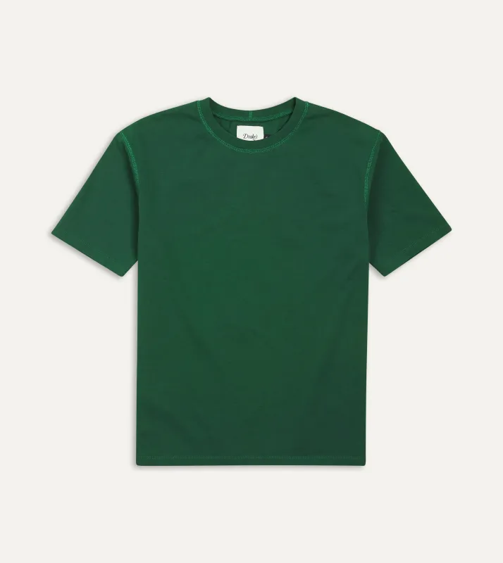 Forest Green Cotton Crew Neck Hiking T-Shirt sold by Drake's London