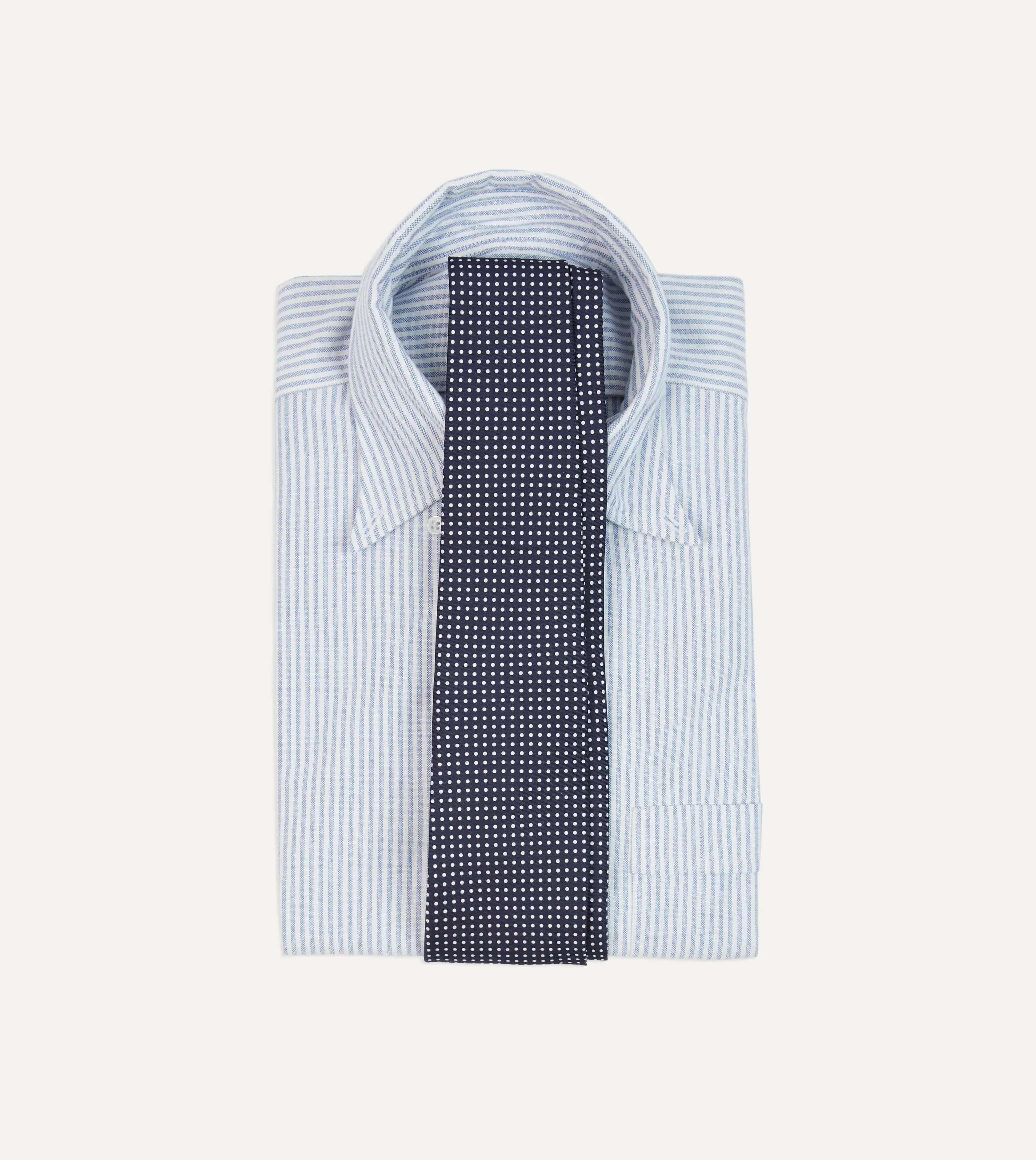 Navy Micro Polka Dot Silk Self-Tipped Tie sold by Drake's London product image thumbnail 2