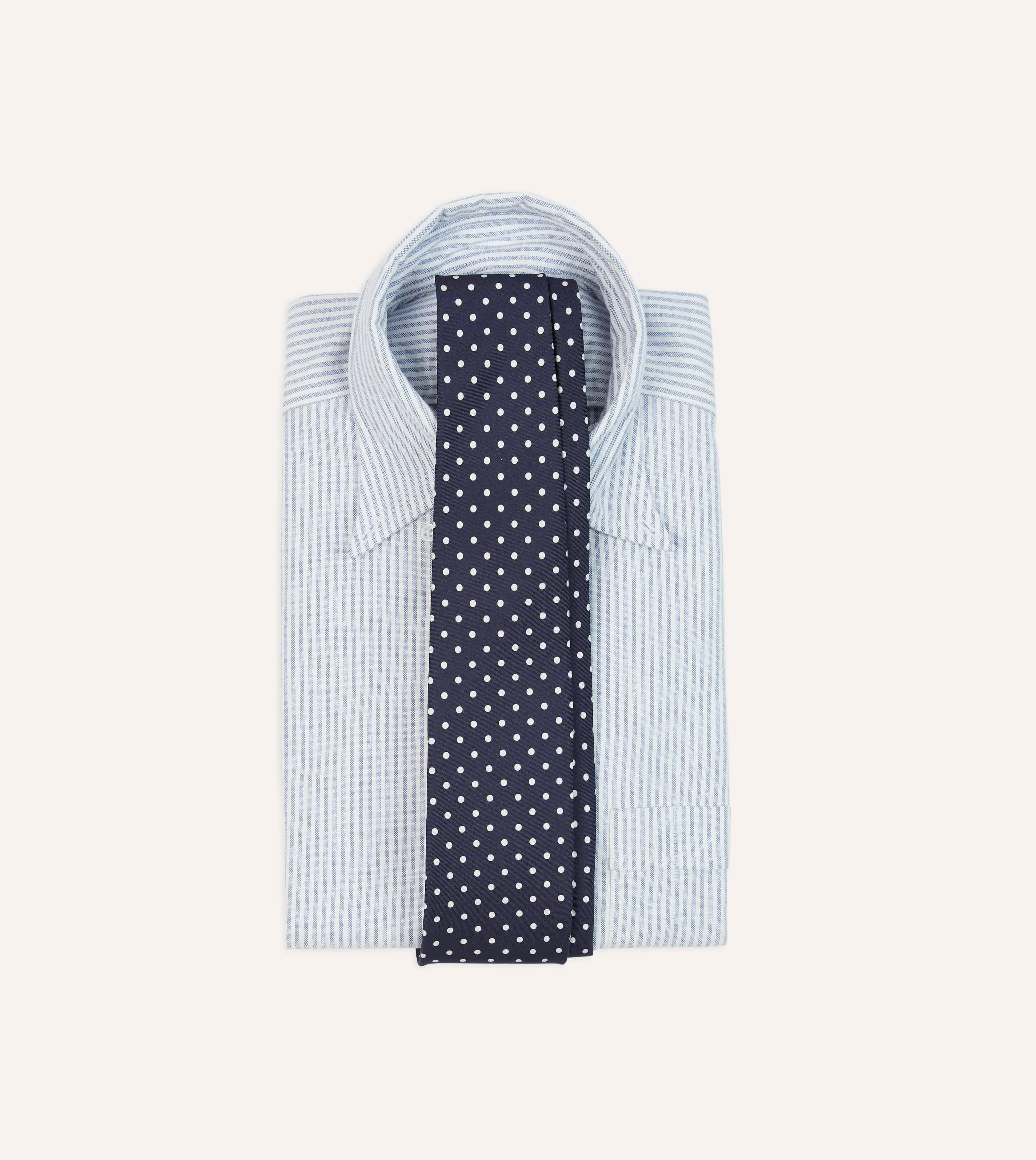 Navy Polka Dot Silk Self-Tipped Tie sold by Drake's London product image thumbnail 2