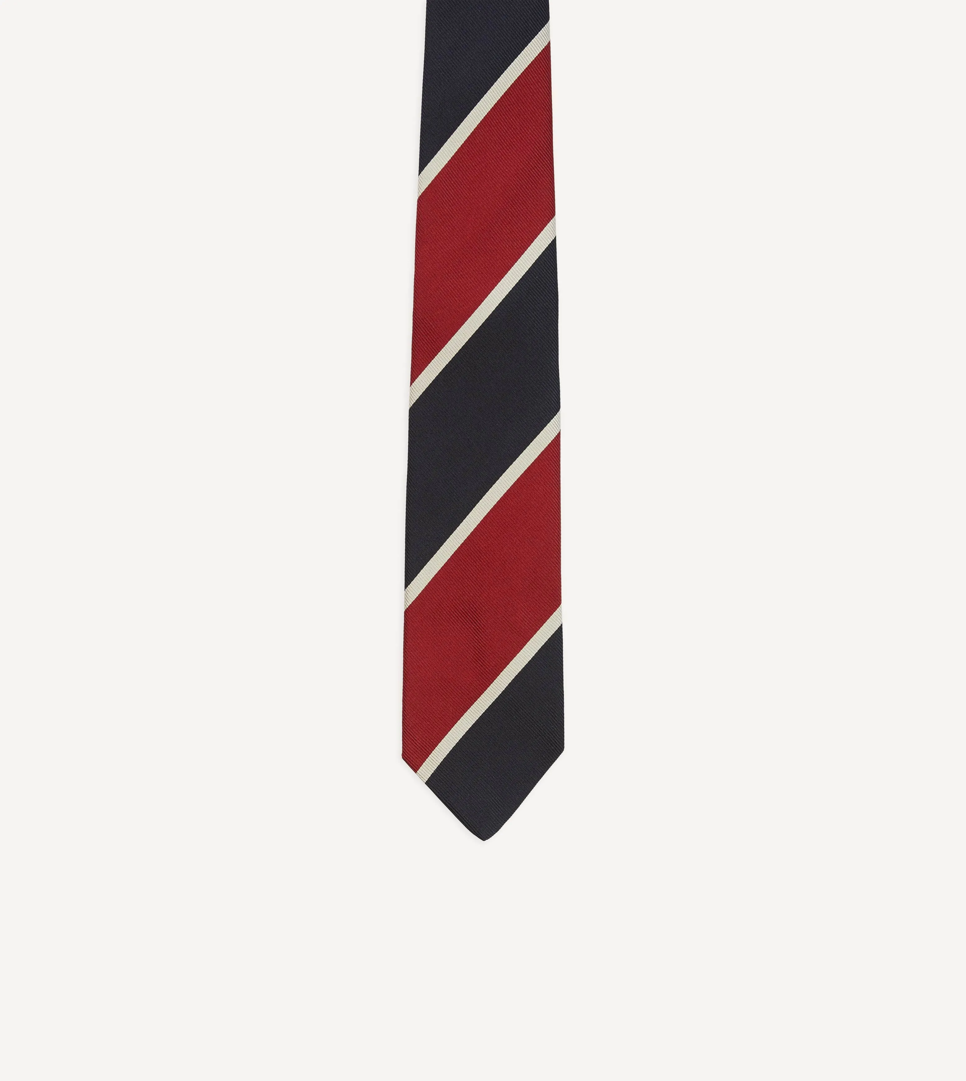 Red and Ecru Broad Stripe Mogador Silk Tipped Tie sold by Drake's London product image thumbnail 3