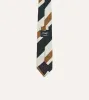 Rust and Green Broad Stripe Silk Tipped Tie sold by Drake's London