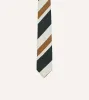 Rust and Green Broad Stripe Silk Tipped Tie sold by Drake's London