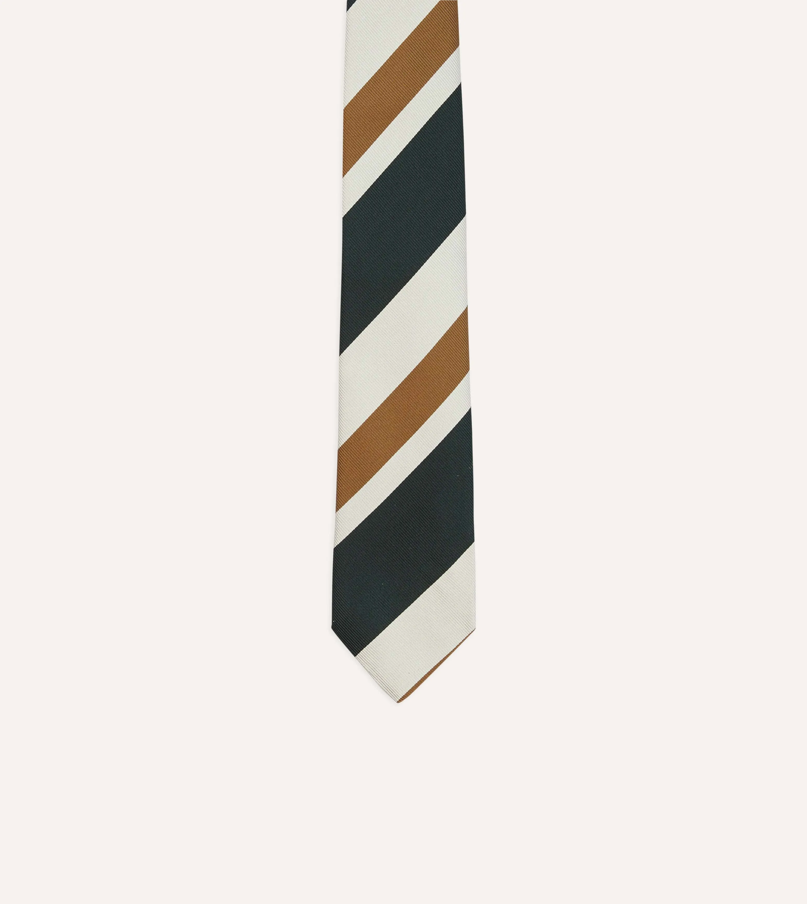 Rust and Green Broad Stripe Silk Tipped Tie sold by Drake's London product image thumbnail 3