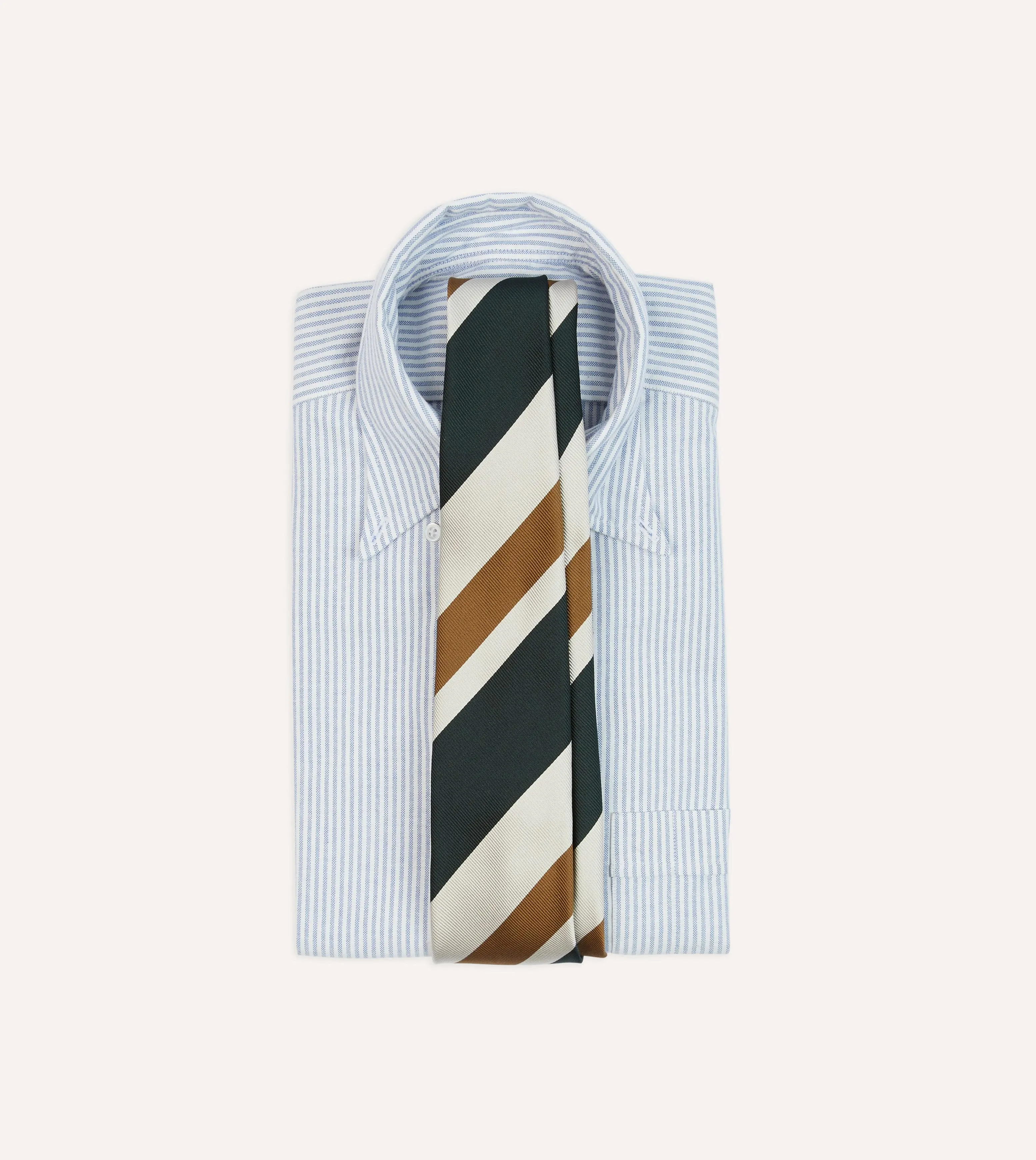Rust and Green Broad Stripe Silk Tipped Tie sold by Drake's London product image thumbnail 2