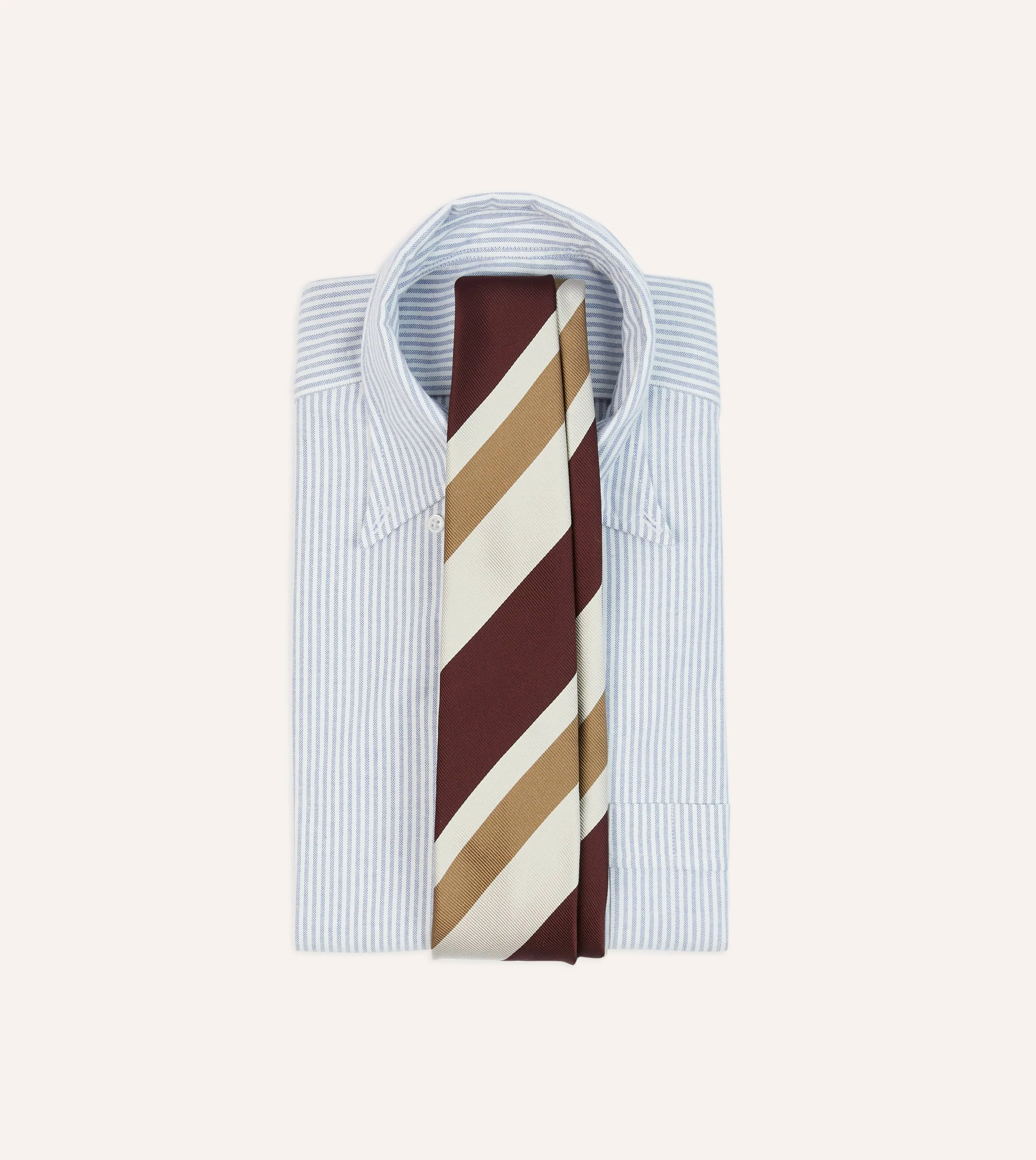 Red and Cream Broad Stripe Silk Tipped Tie sold by Drake's London product image thumbnail 2