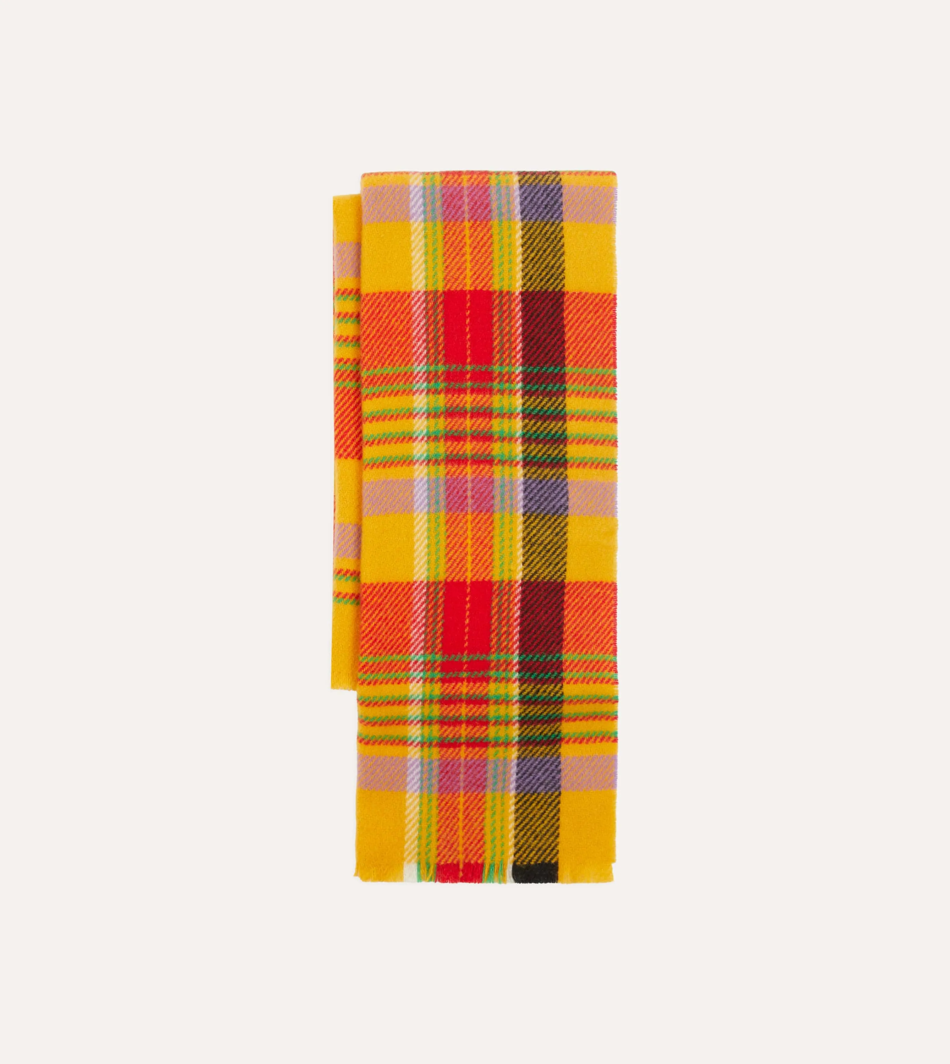 Yellow Tartan Check Wool Scarf sold by Drake's London