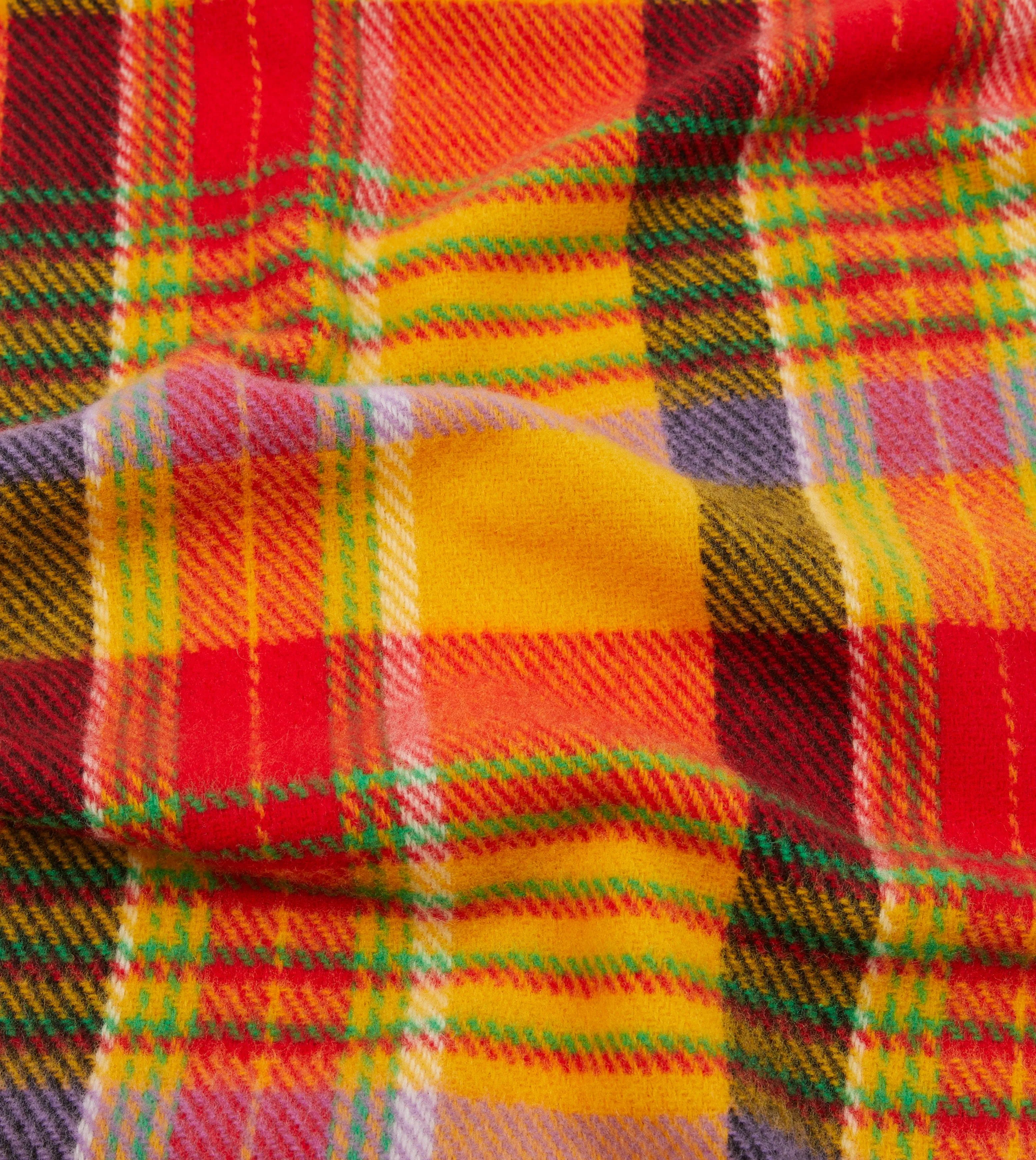 Yellow Tartan Check Wool Scarf sold by Drake's London product image thumbnail 2