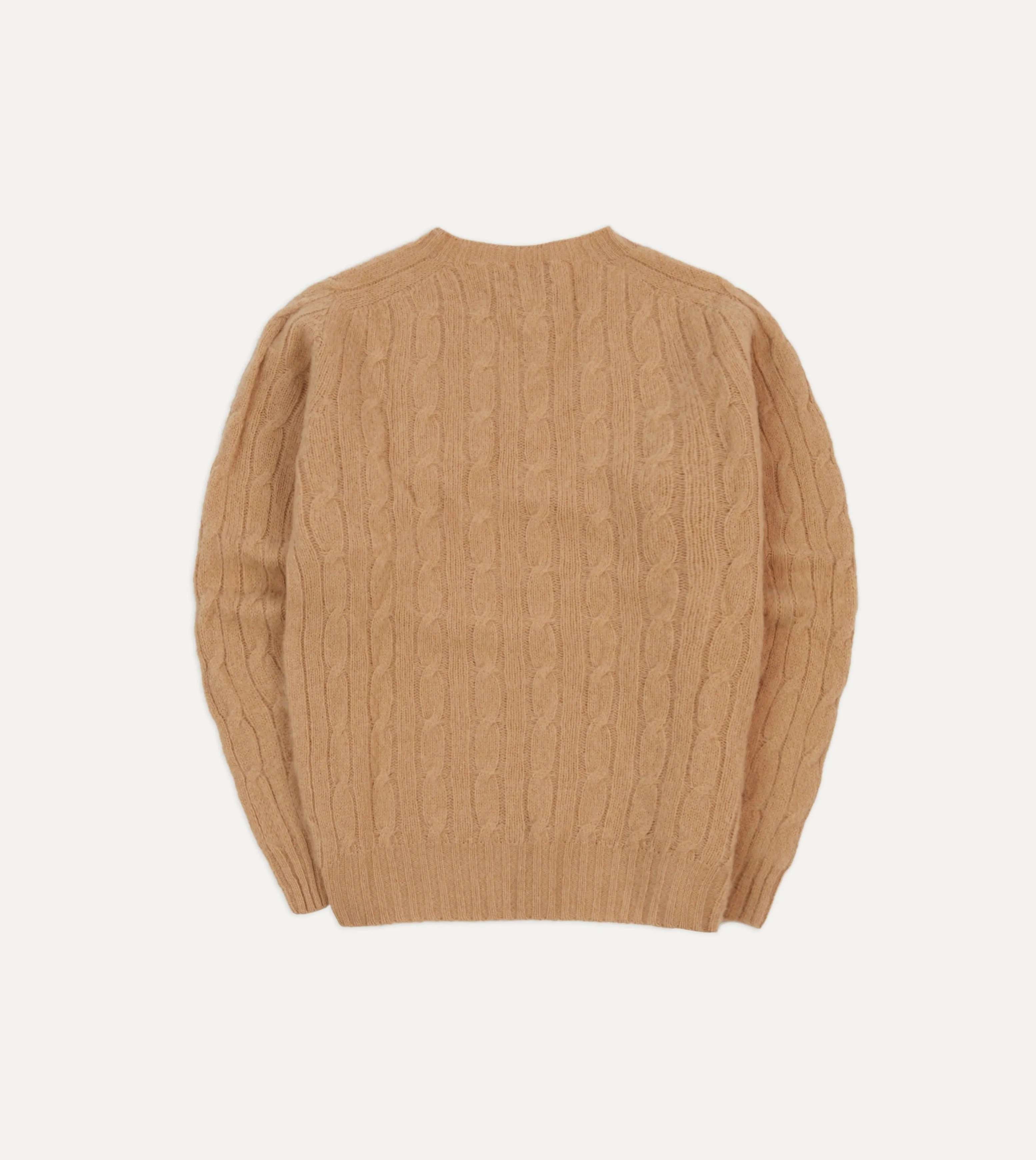 Wheat Brushed Shetland Cable Knit Crew Neck Jumper sold by Drake's London product image thumbnail 5