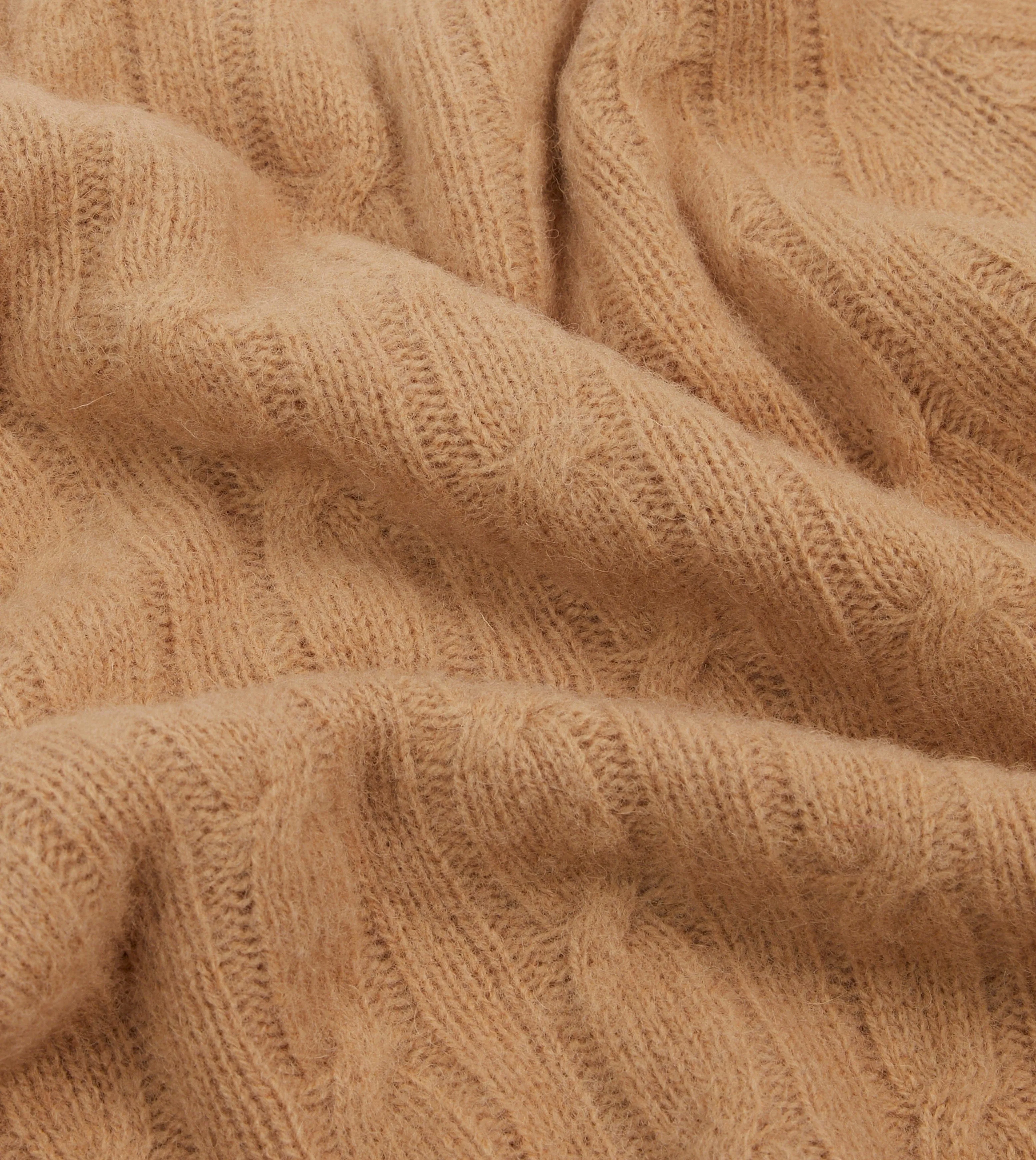 Wheat Brushed Shetland Cable Knit Crew Neck Jumper sold by Drake's London product image thumbnail 2