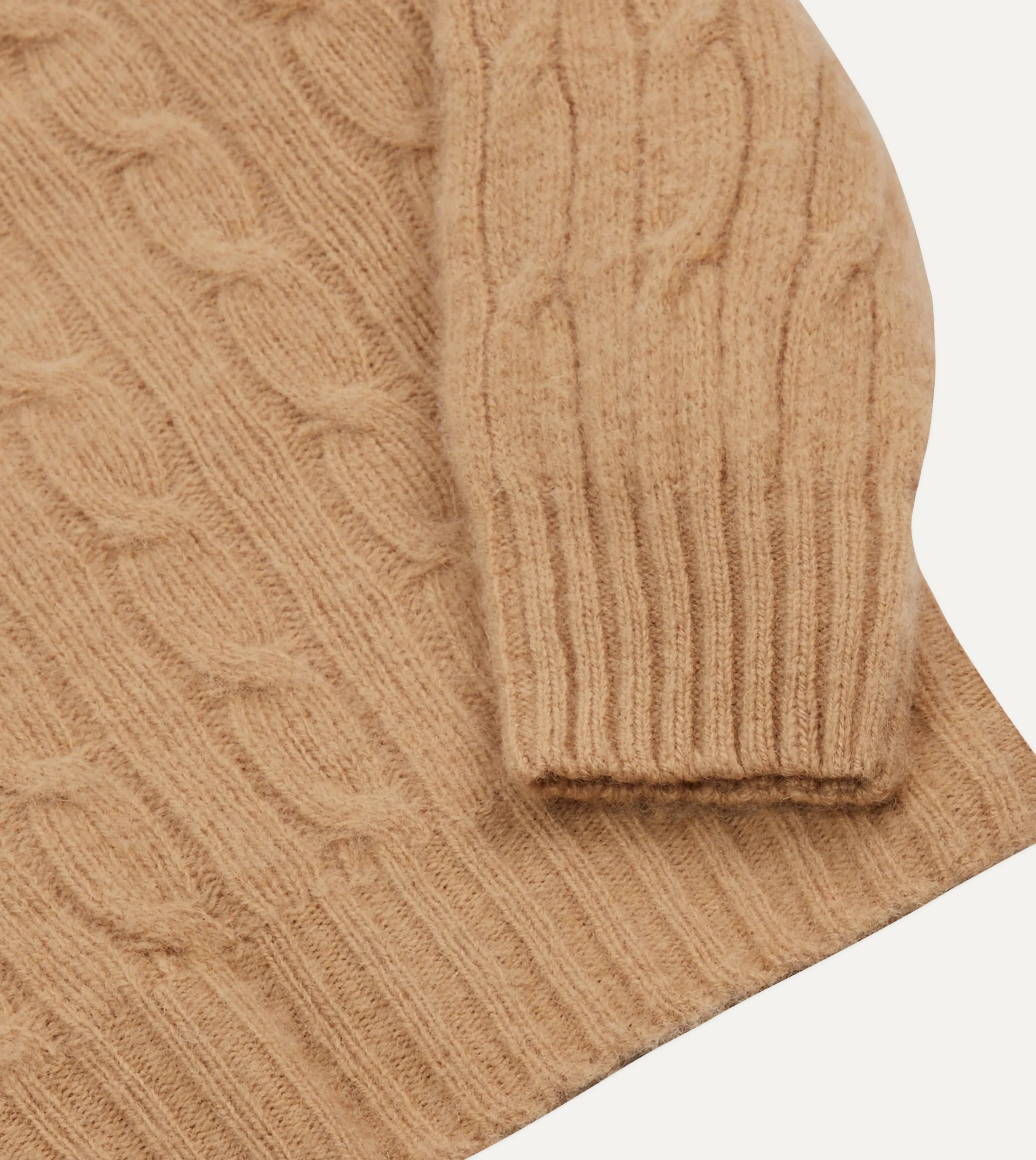 Wheat Brushed Shetland Cable Knit Crew Neck Jumper sold by Drake's London product image thumbnail 4