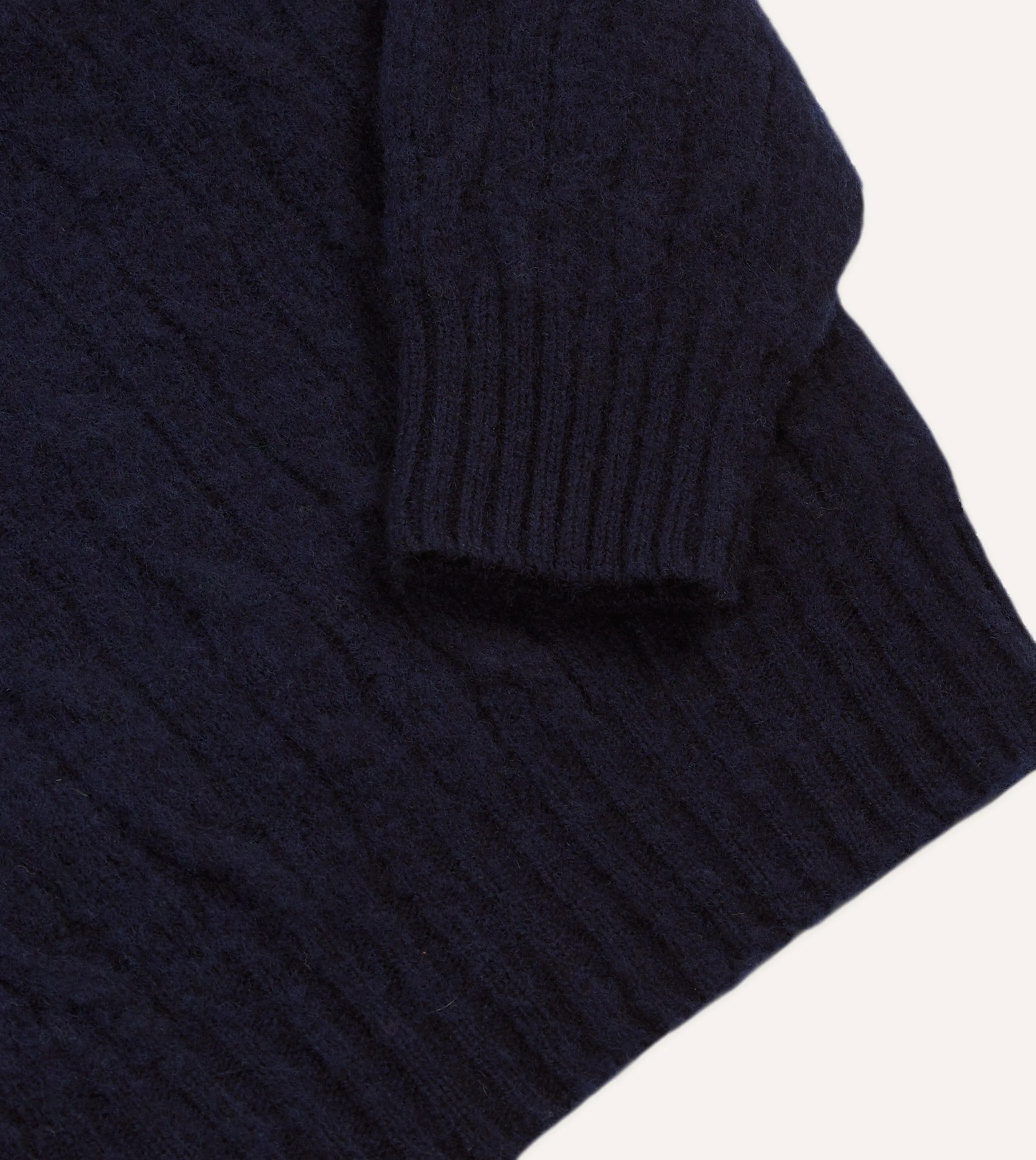 Navy Brushed Cable Knit Shetland Crew Neck Jumper sold by Drake's London product image thumbnail 4