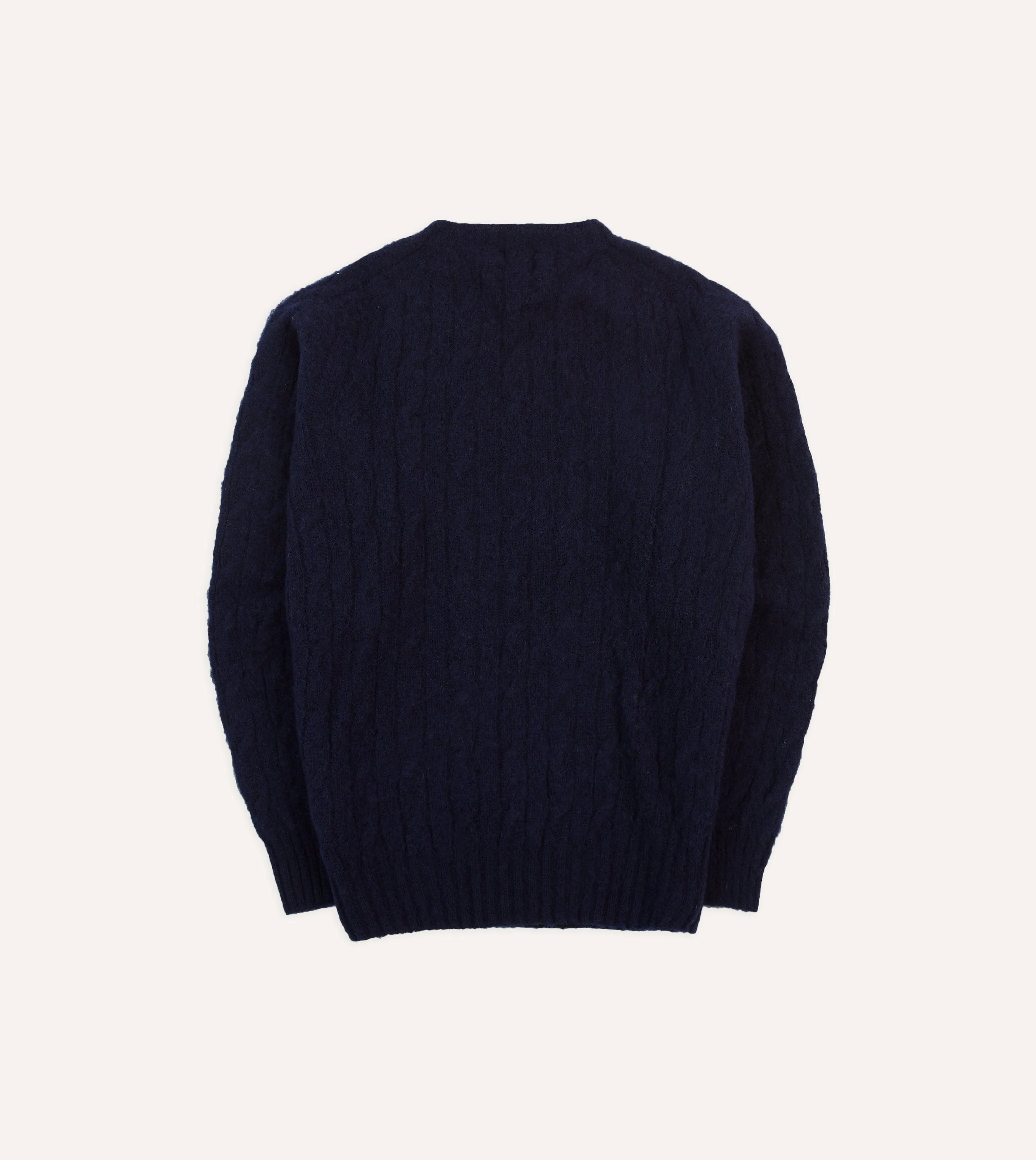 Navy Brushed Cable Knit Shetland Crew Neck Jumper sold by Drake's London product image thumbnail 5
