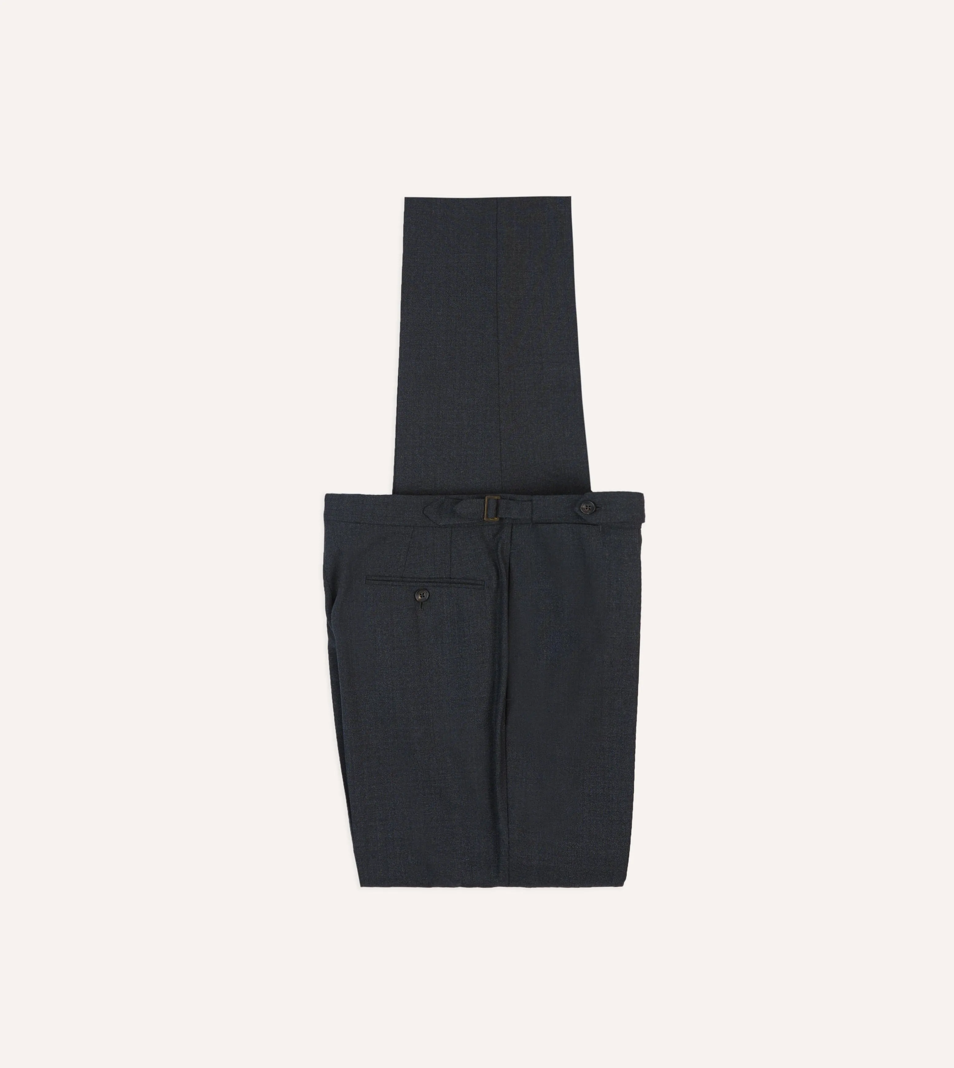 Charcoal Tropical Wool Single Pleat Trouser sold by Drake's London