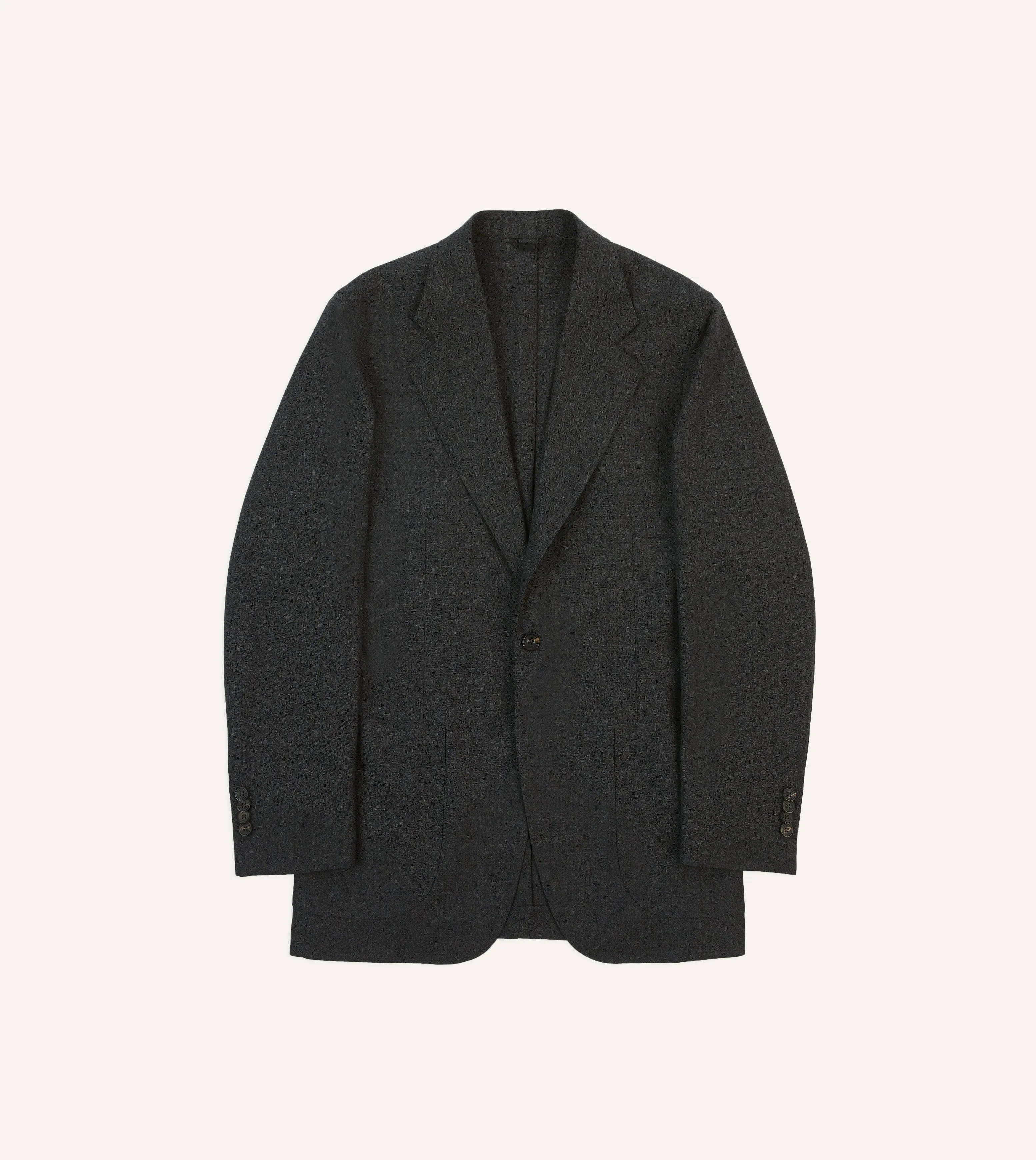 Charcoal Tropical Wool Tailored Jacket sold by Drake's London