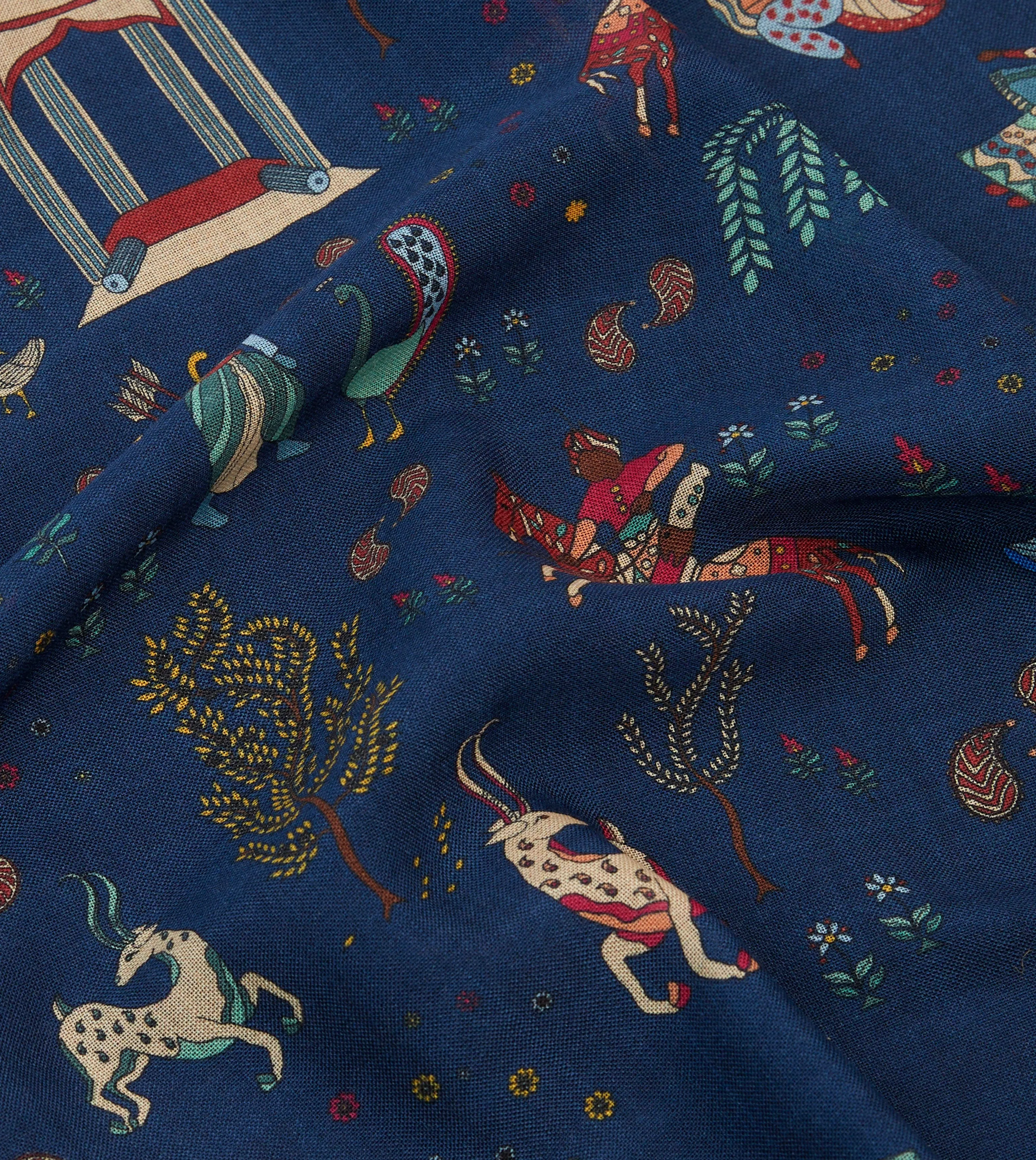 Navy Mughal Leopards Print Wool-Silk Bandana sold by Drake's London product image thumbnail 2