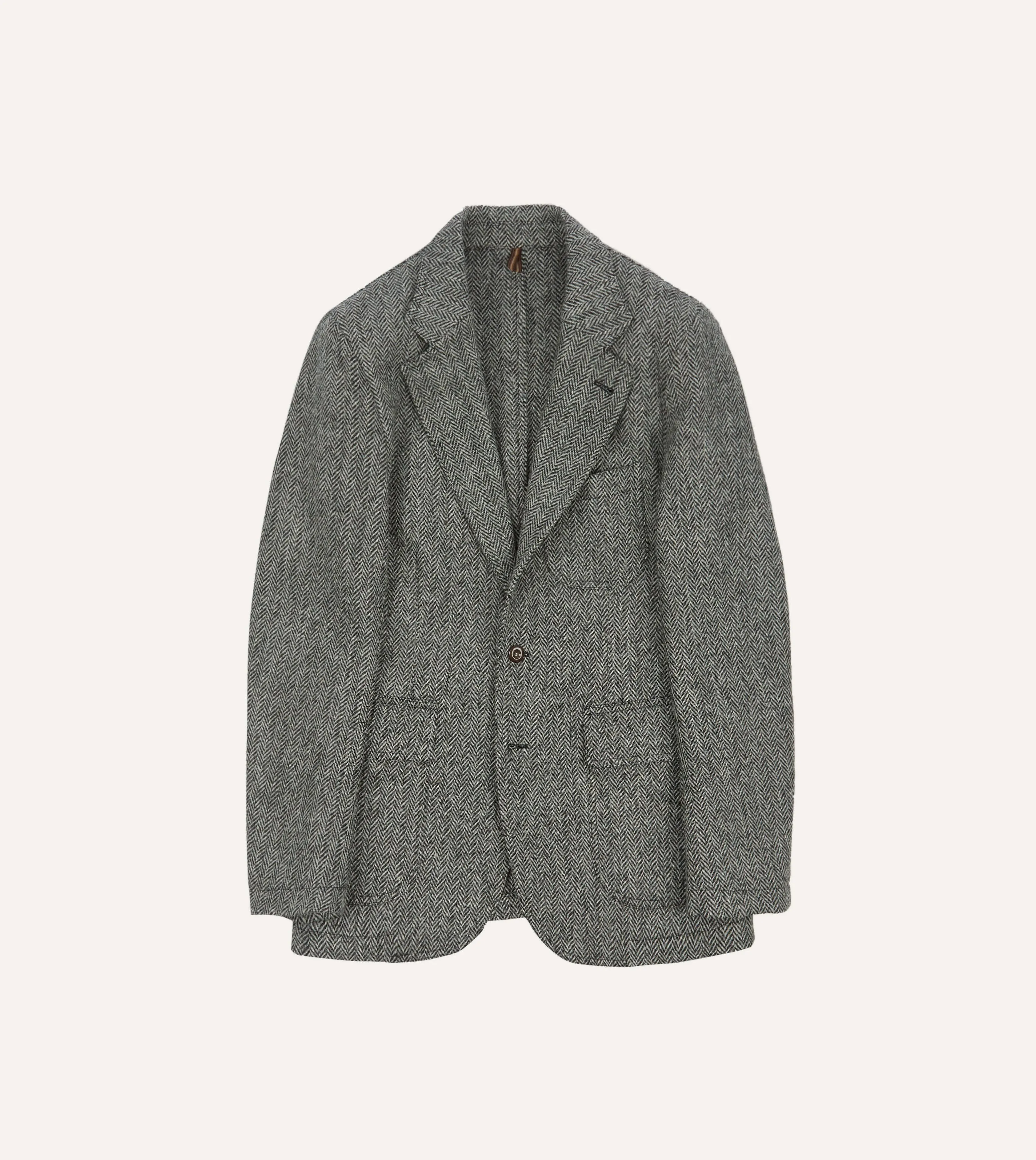 Grey Herringbone Harris Tweed Games Blazer Mk. VII sold by Drake's London