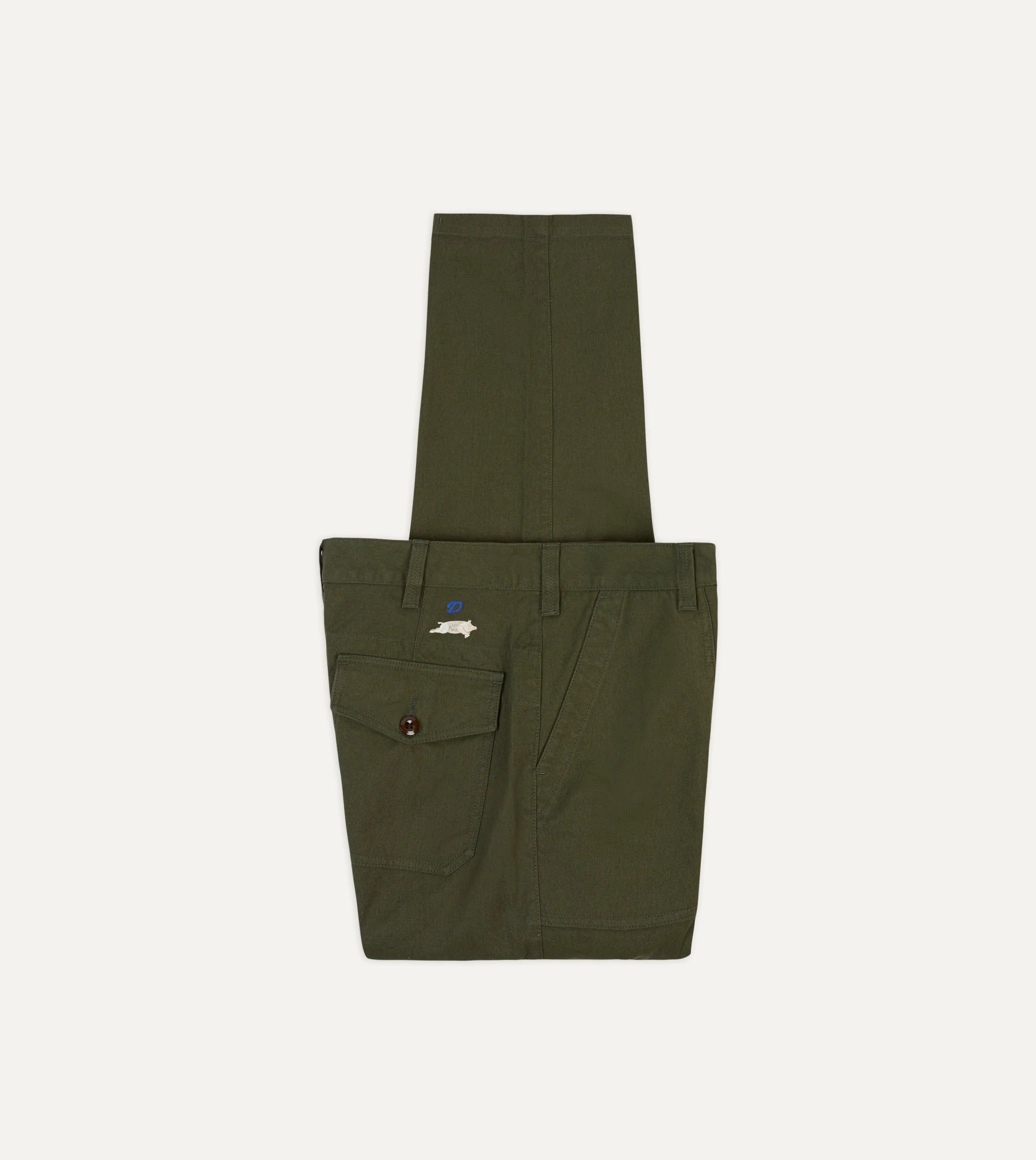 St. JOHN by Drake's Olive Cotton Fatigue Trouser sold by Drake's London