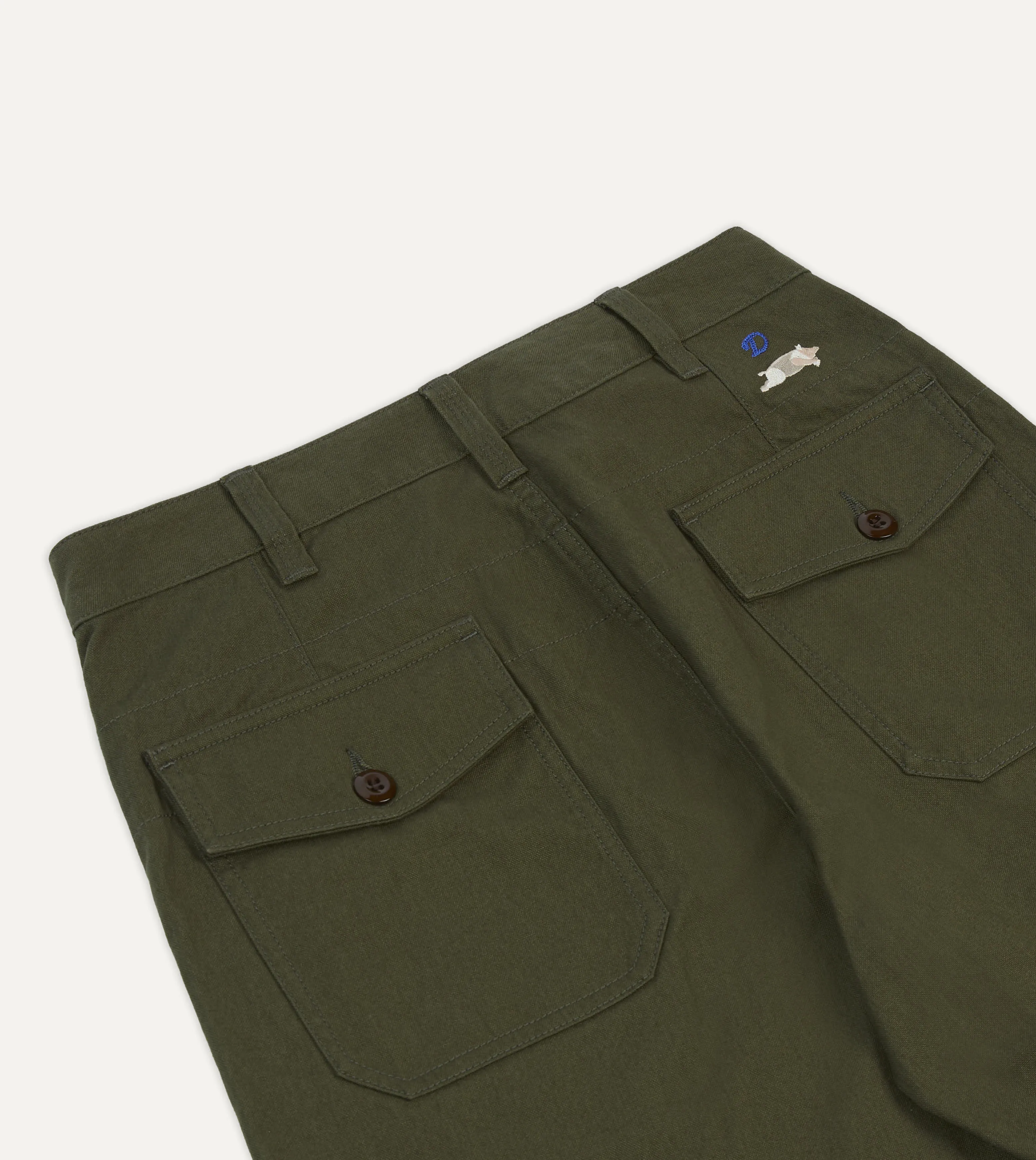 St. JOHN by Drake's Olive Cotton Fatigue Trouser sold by Drake's London product image thumbnail 5