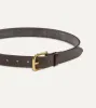 Dark Brown Unlined Bridle Leather Belt with Brass Buckle sold by Drake's London