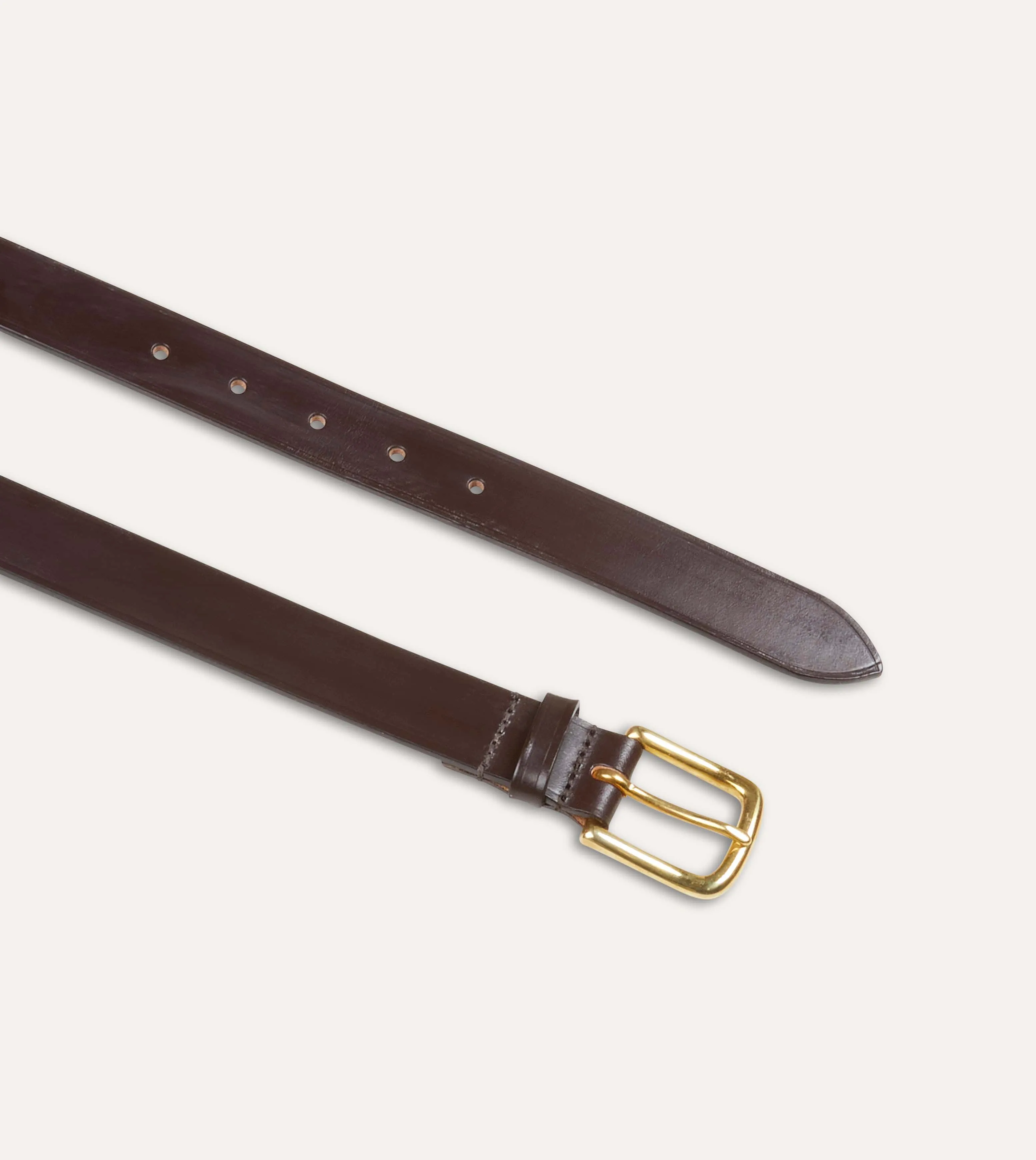 Dark Brown Unlined Bridle Leather Belt with Brass Buckle sold by Drake's London product image thumbnail 2