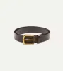 Dark Brown Unlined Bridle Leather Belt with Brass Buckle sold by Drake's London