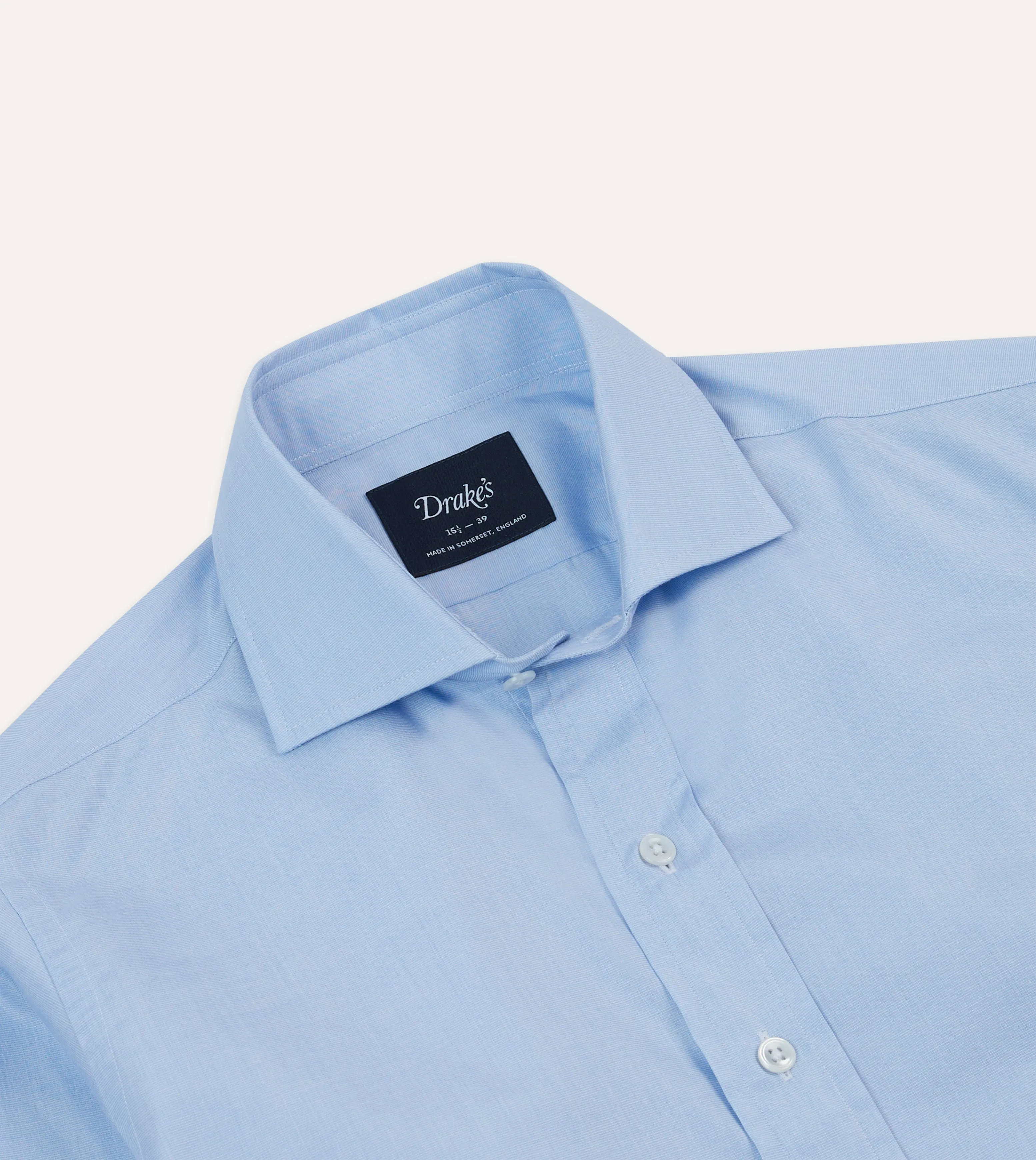 Sky Blue Cotton Spread Collar End-on-End Poplin Shirt sold by Drake's London product image thumbnail 3
