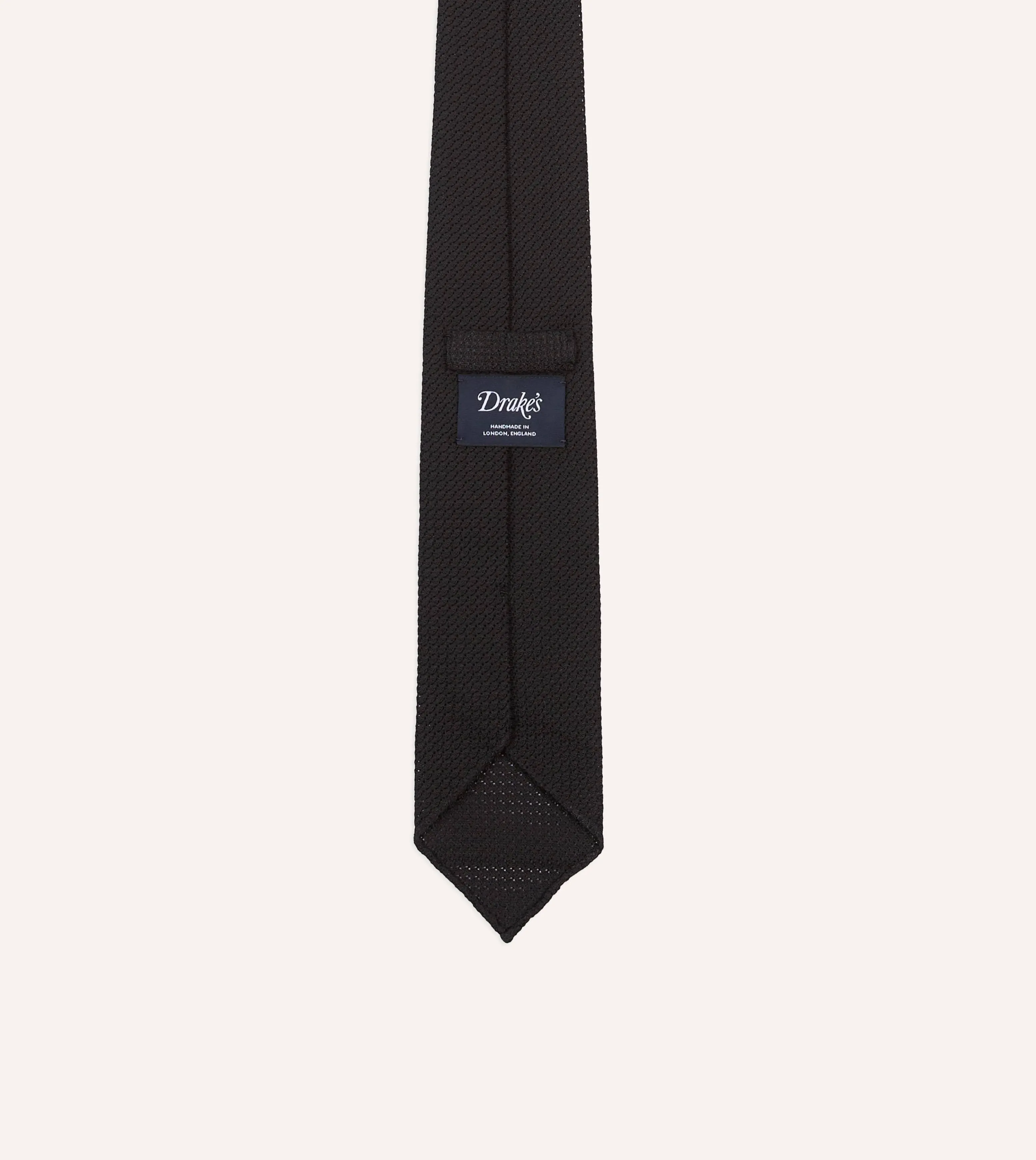 Black Hand Rolled Large Knot Grenadine Tie sold by Drake's London product image thumbnail 4