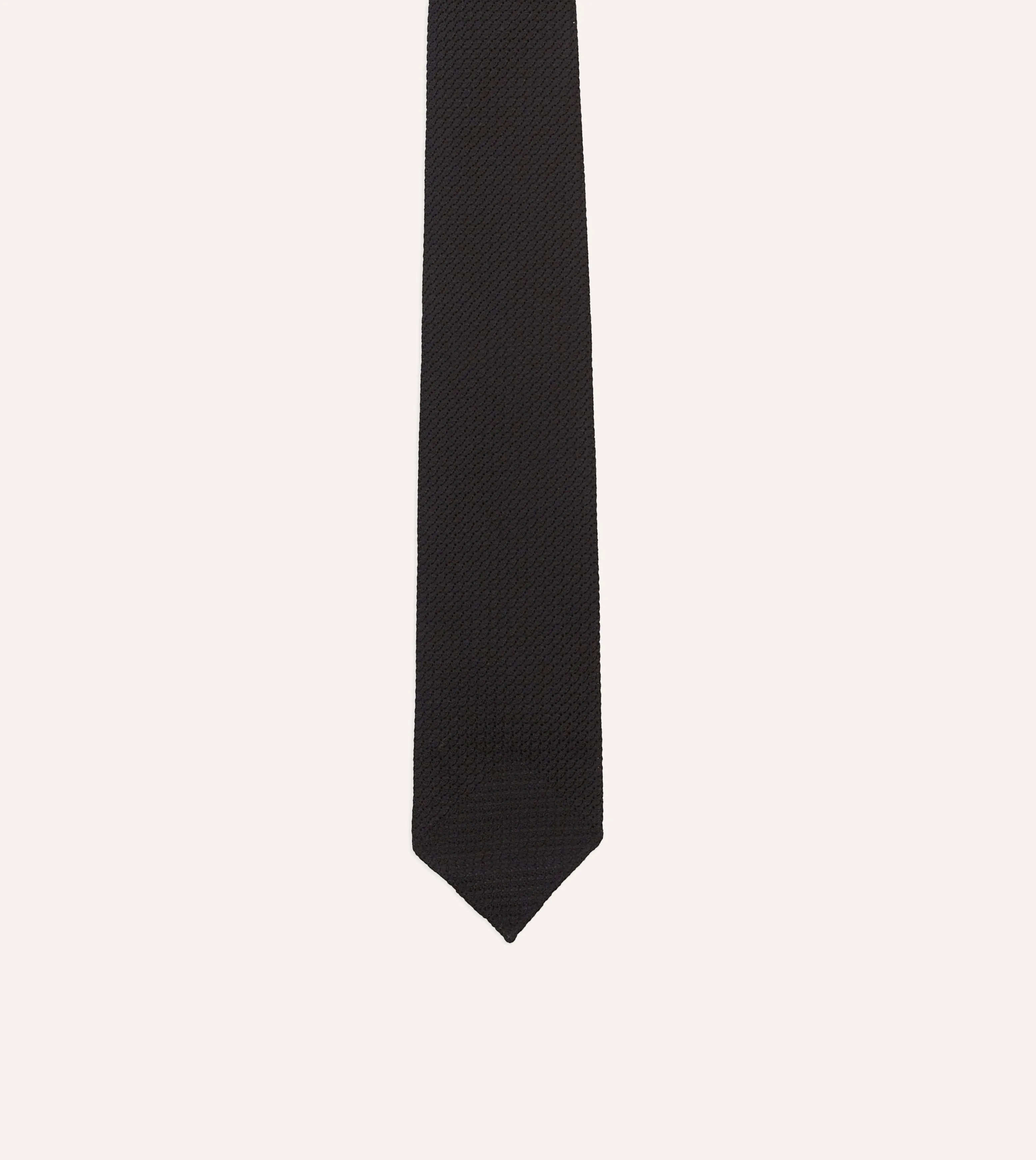 Black Hand Rolled Large Knot Grenadine Tie sold by Drake's London product image thumbnail 3