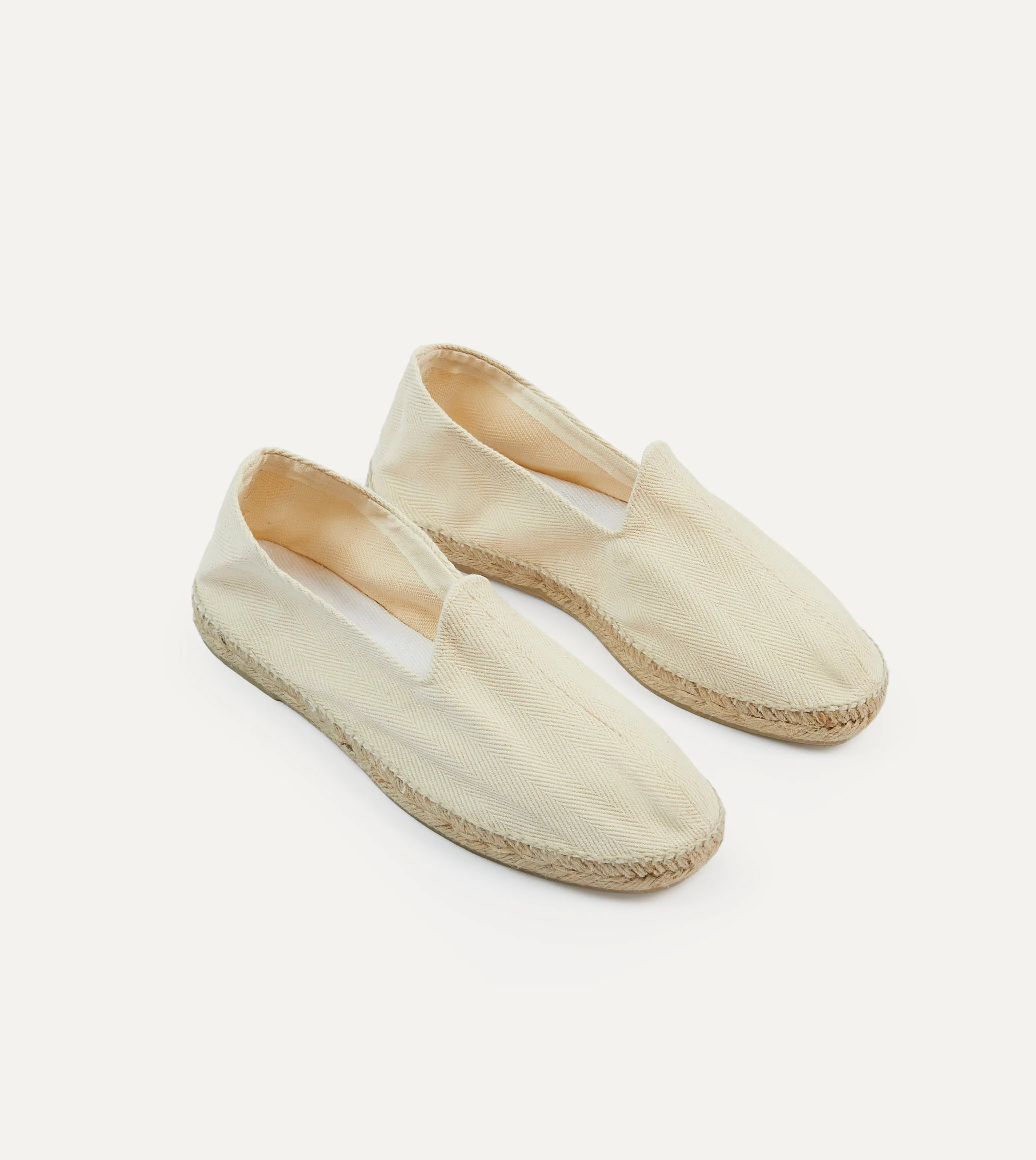 Ecru Herringbone Cotton Espadrilles sold by Drake's London