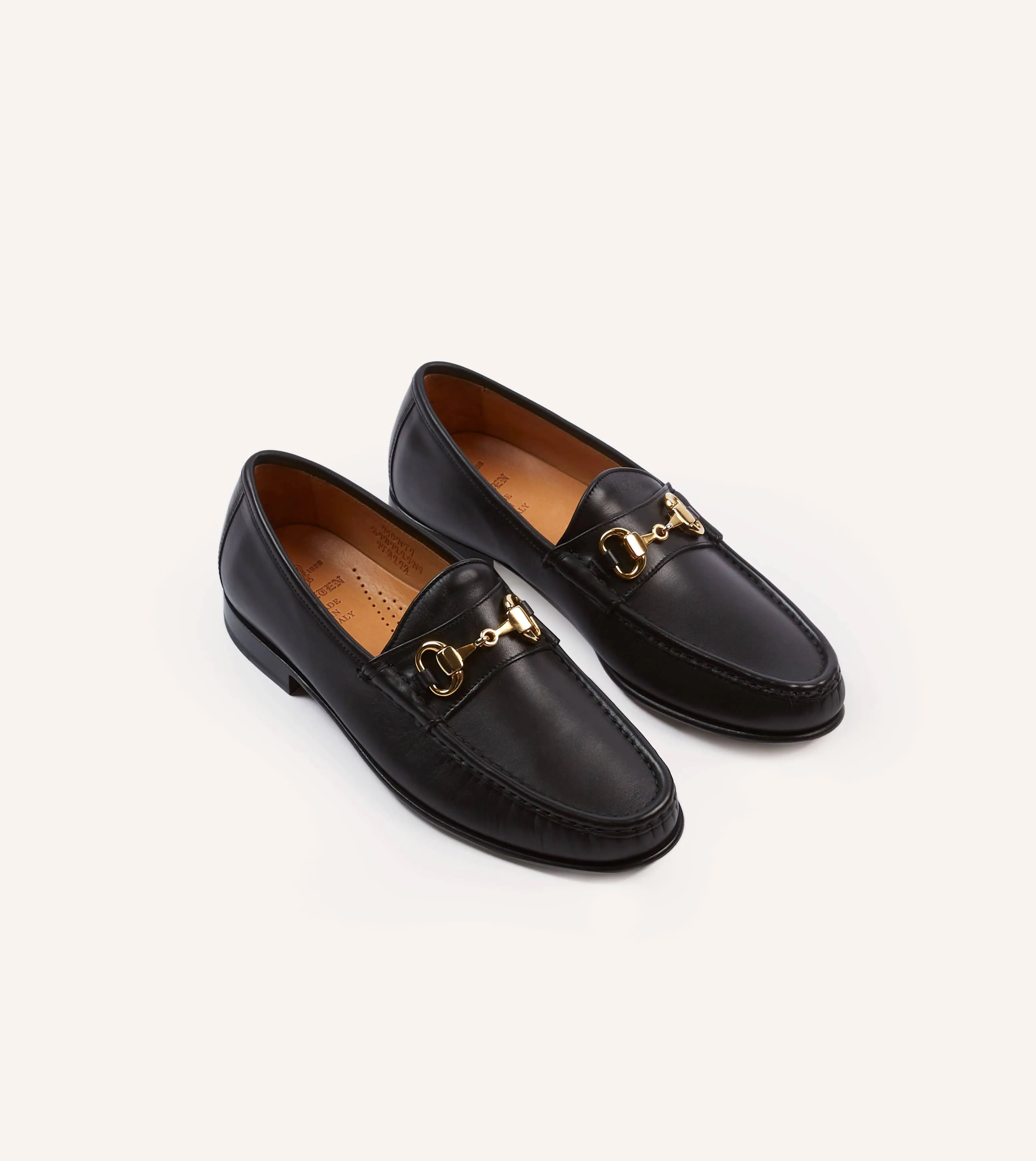 Yuketen Moc Ischia Black Leather Bit Loafer sold by Drake's London