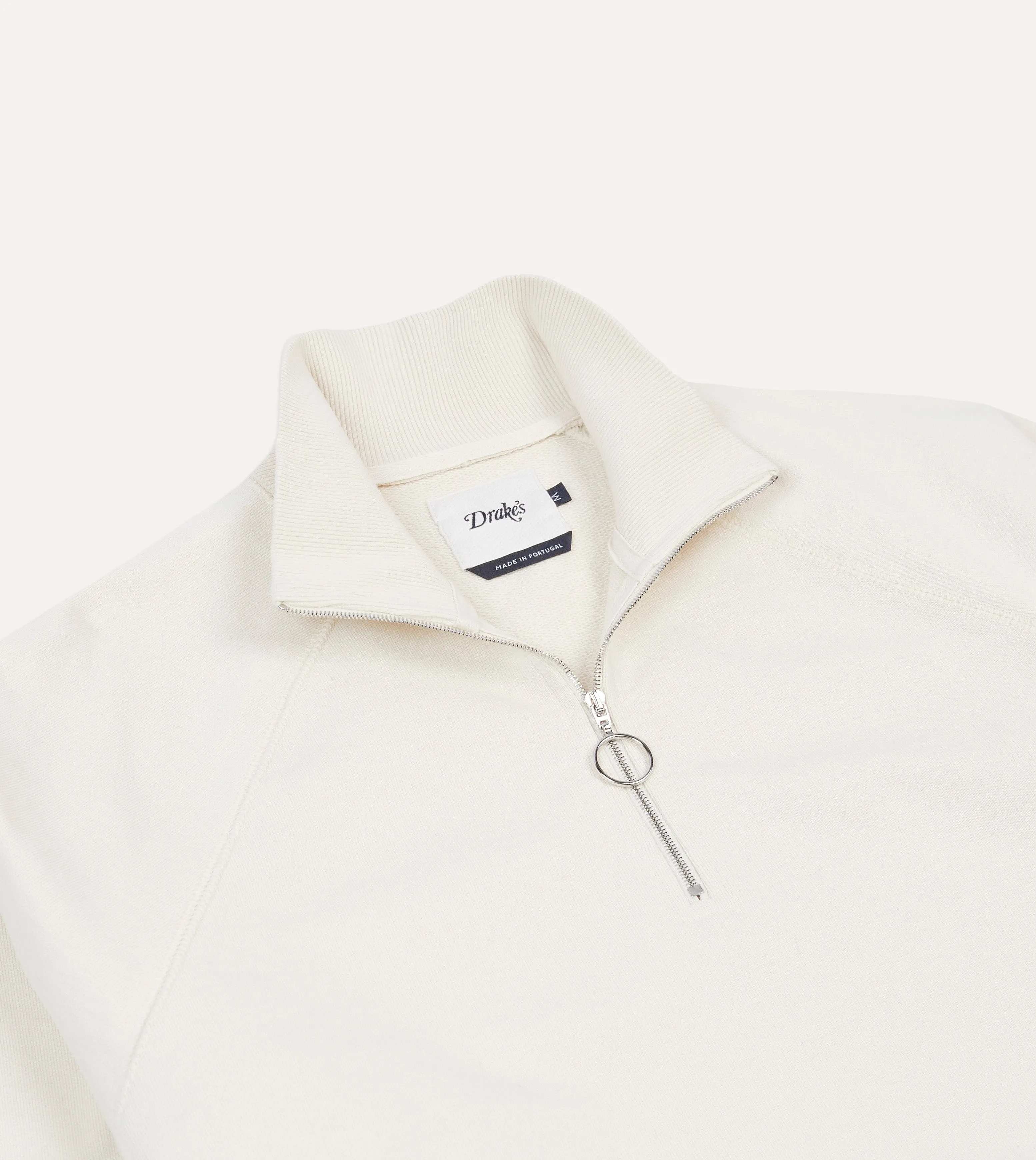 Ecru Cotton Quarter Zip Sweatshirt sold by Drake's London product image thumbnail 3