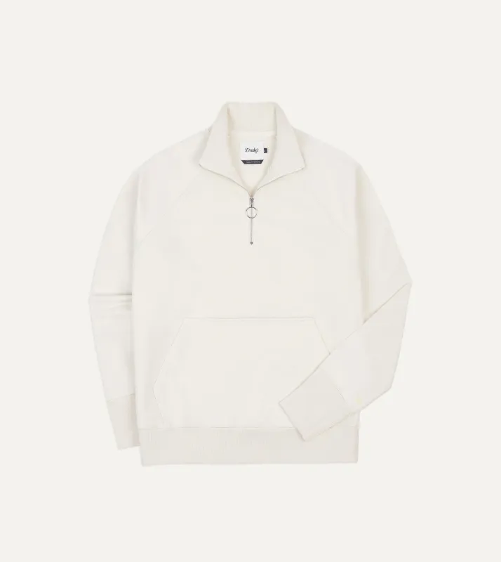 Ecru Cotton Quarter Zip Sweatshirt sold by Drake's London