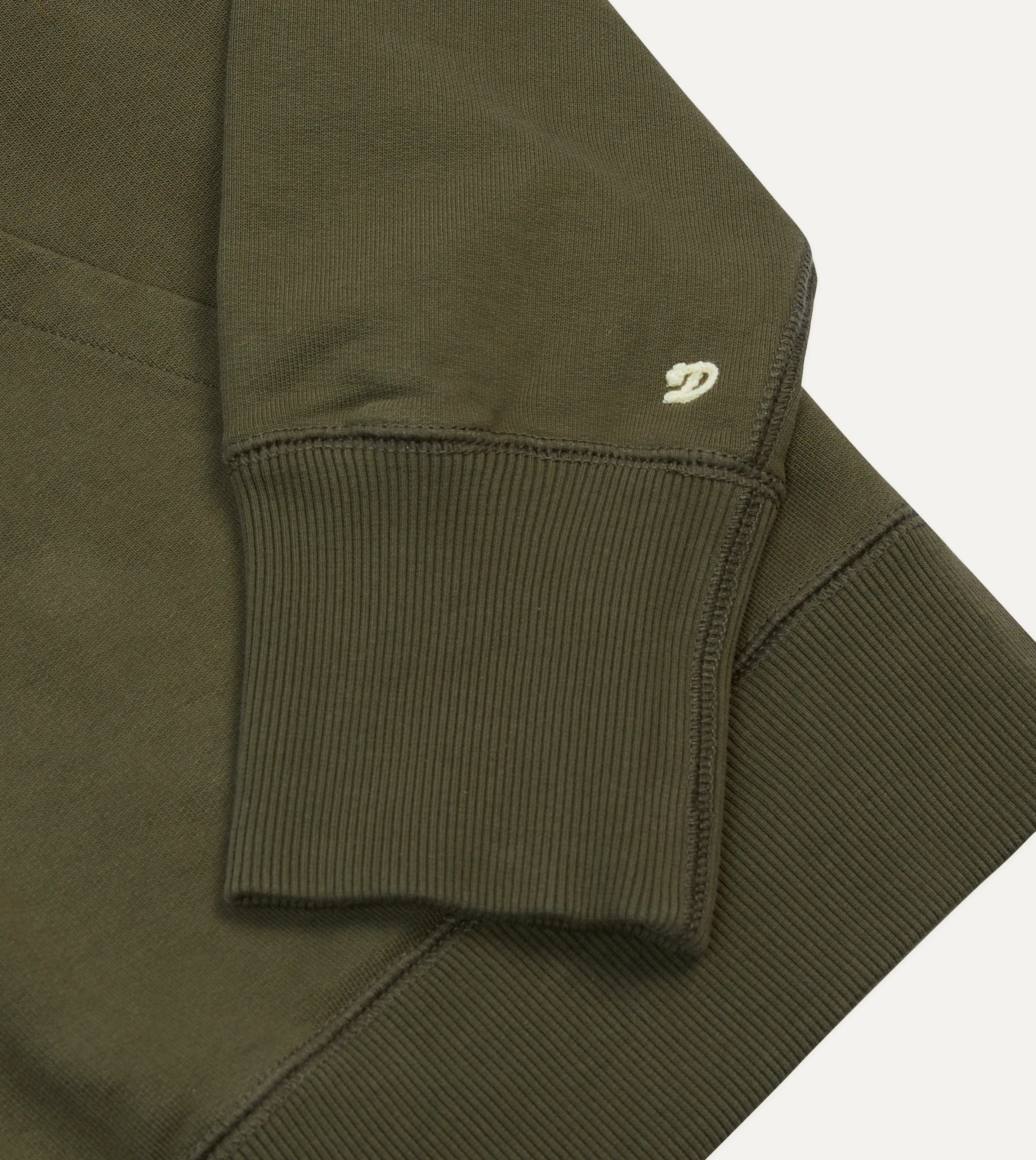 Khaki Green Cotton Quarter Zip Sweatshirt sold by Drake's London product image thumbnail 4