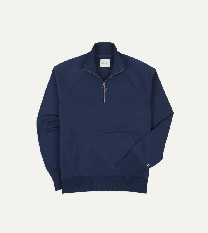 Navy Cotton Quarter Zip Sweatshirt sold by Drake's London
