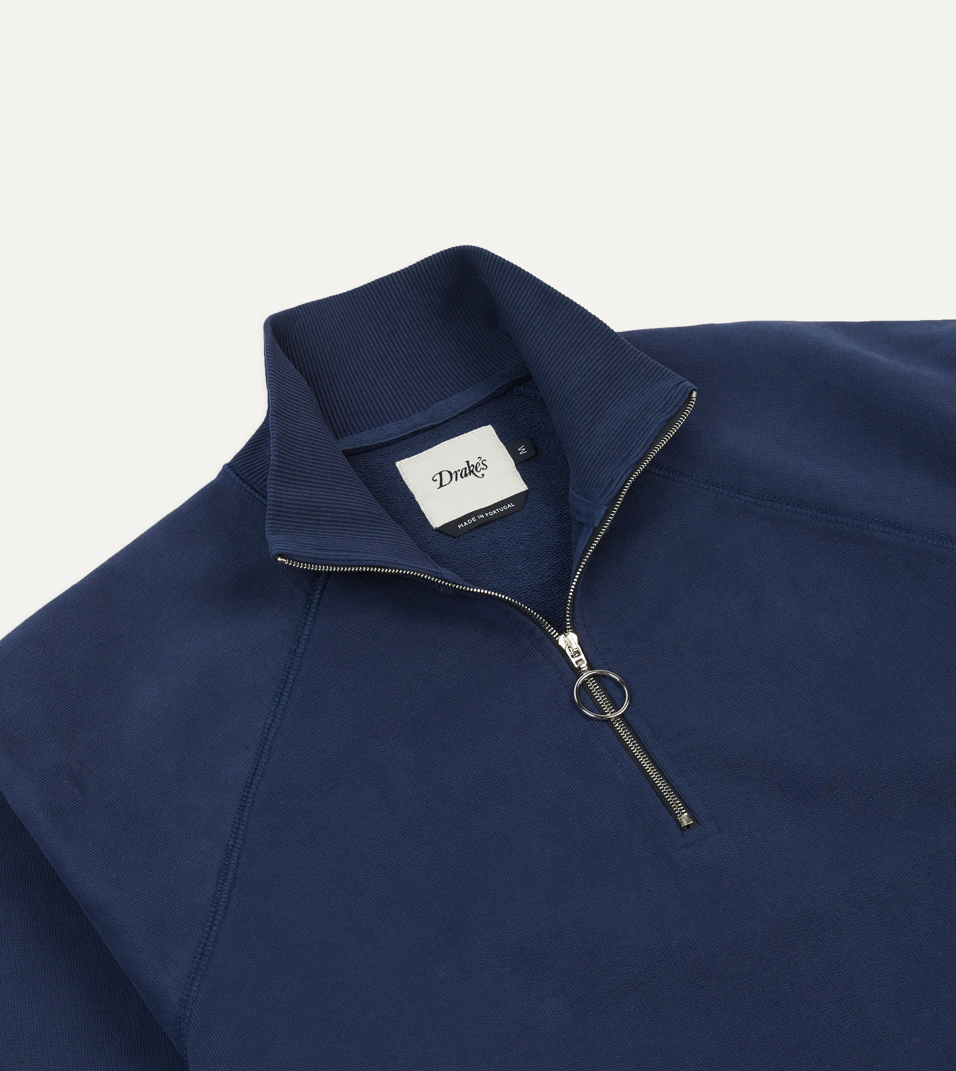 Navy Cotton Quarter Zip Sweatshirt sold by Drake's London product image thumbnail 3