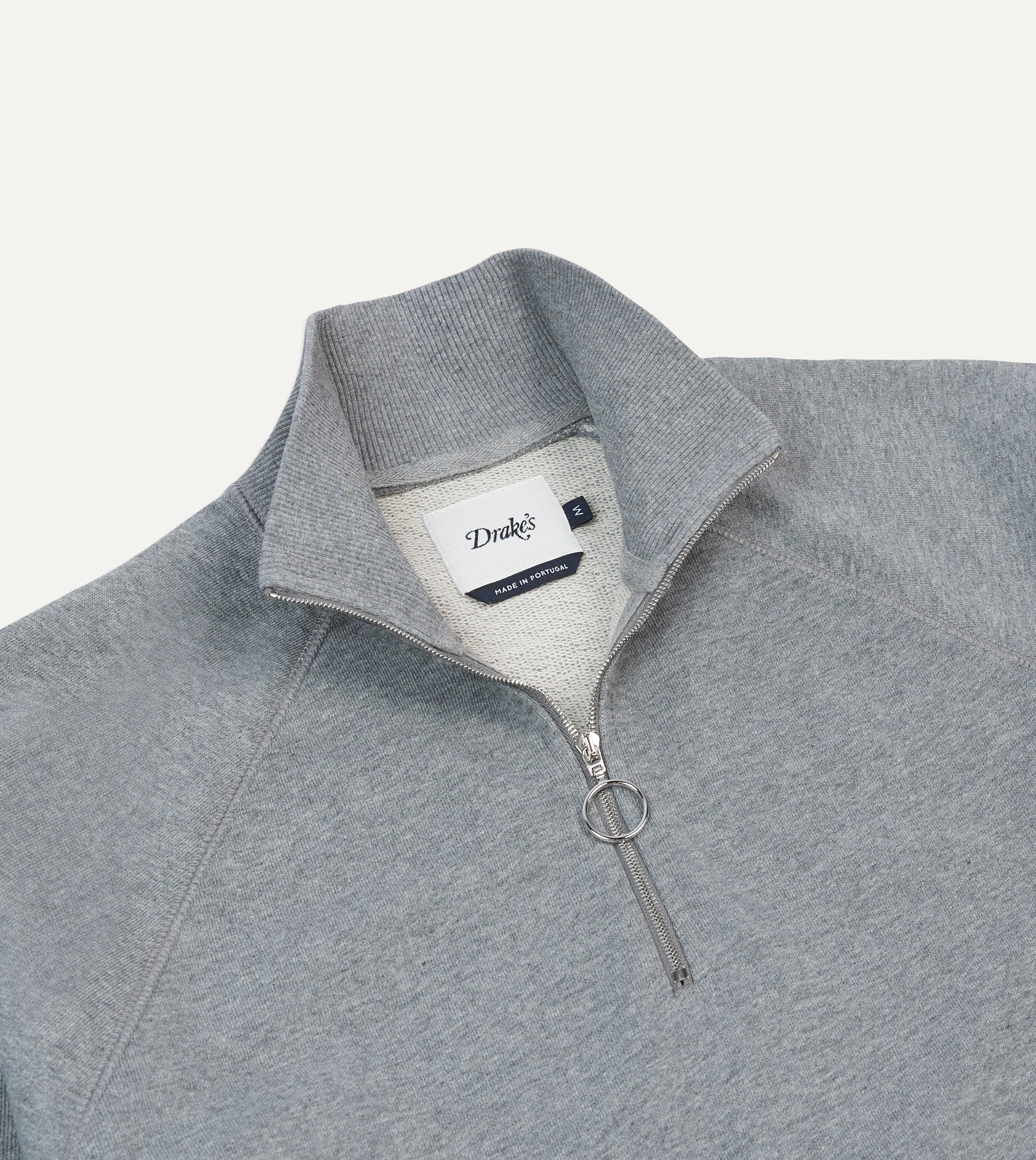 Grey Cotton Quarter Zip Sweatshirt sold by Drake's London product image thumbnail 3