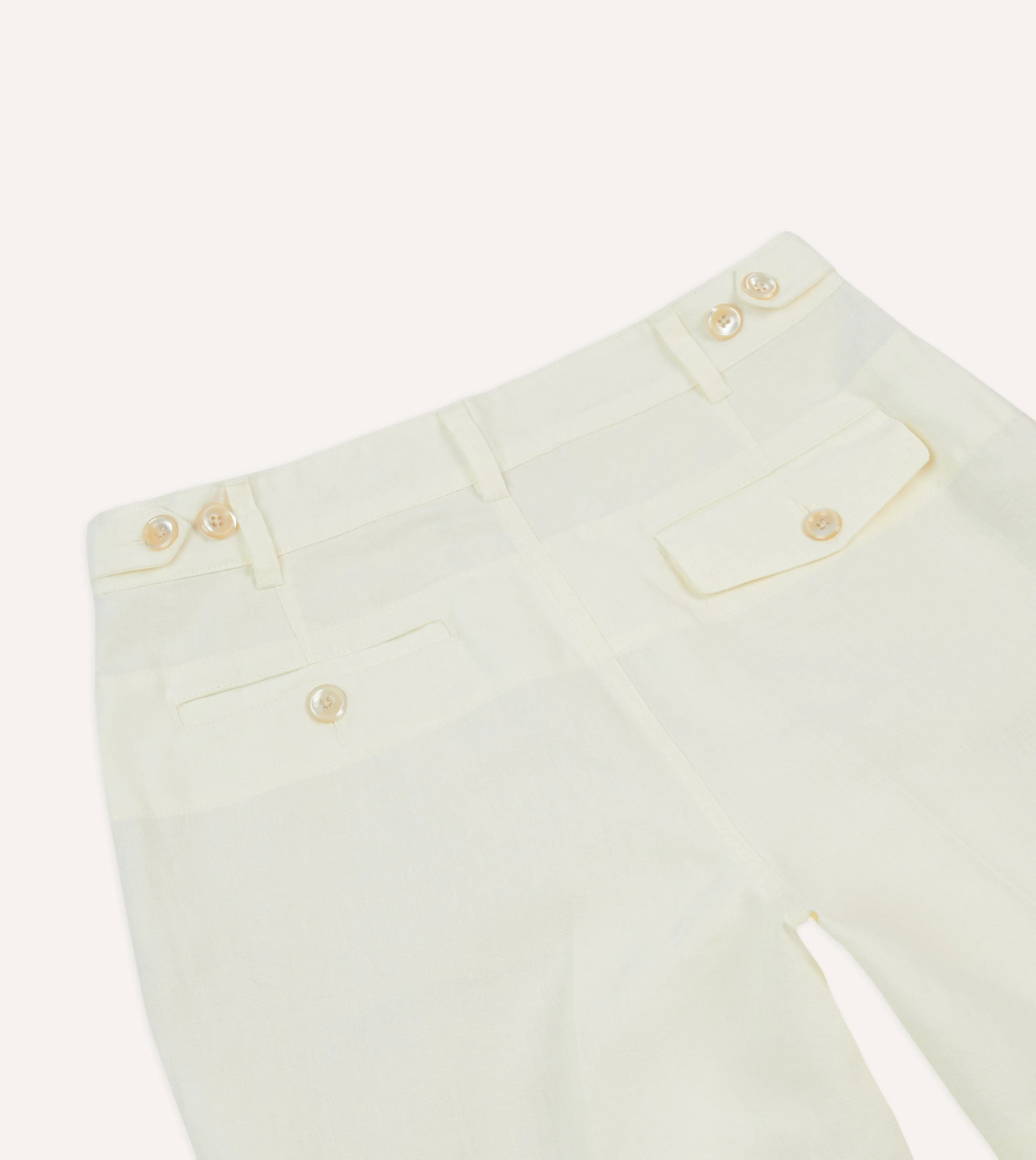 Ecru Linen Single-Pleat Shorts sold by Drake's London product image thumbnail 4