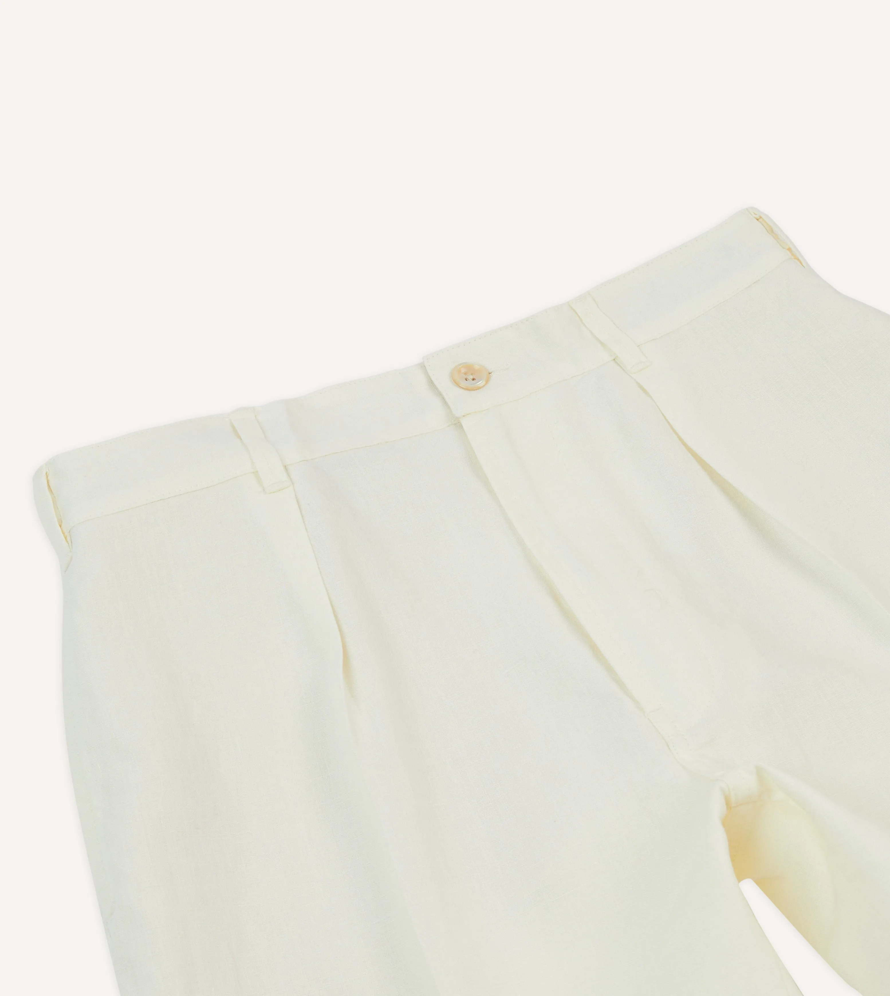 Ecru Linen Single-Pleat Shorts sold by Drake's London product image thumbnail 3