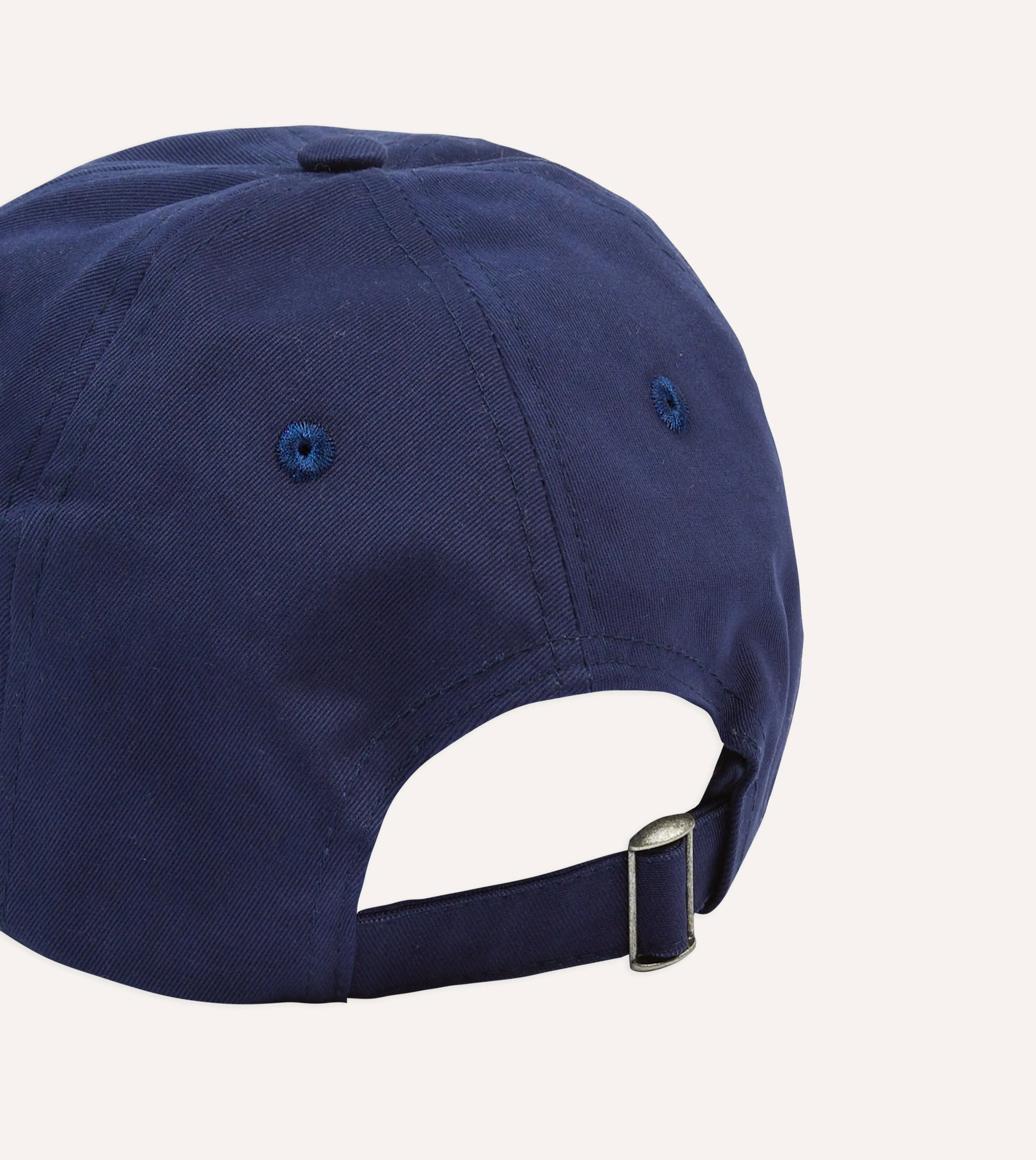 Navy Chainstitch 'D' Cotton Twill Baseball Cap sold by Drake's London product image thumbnail 2